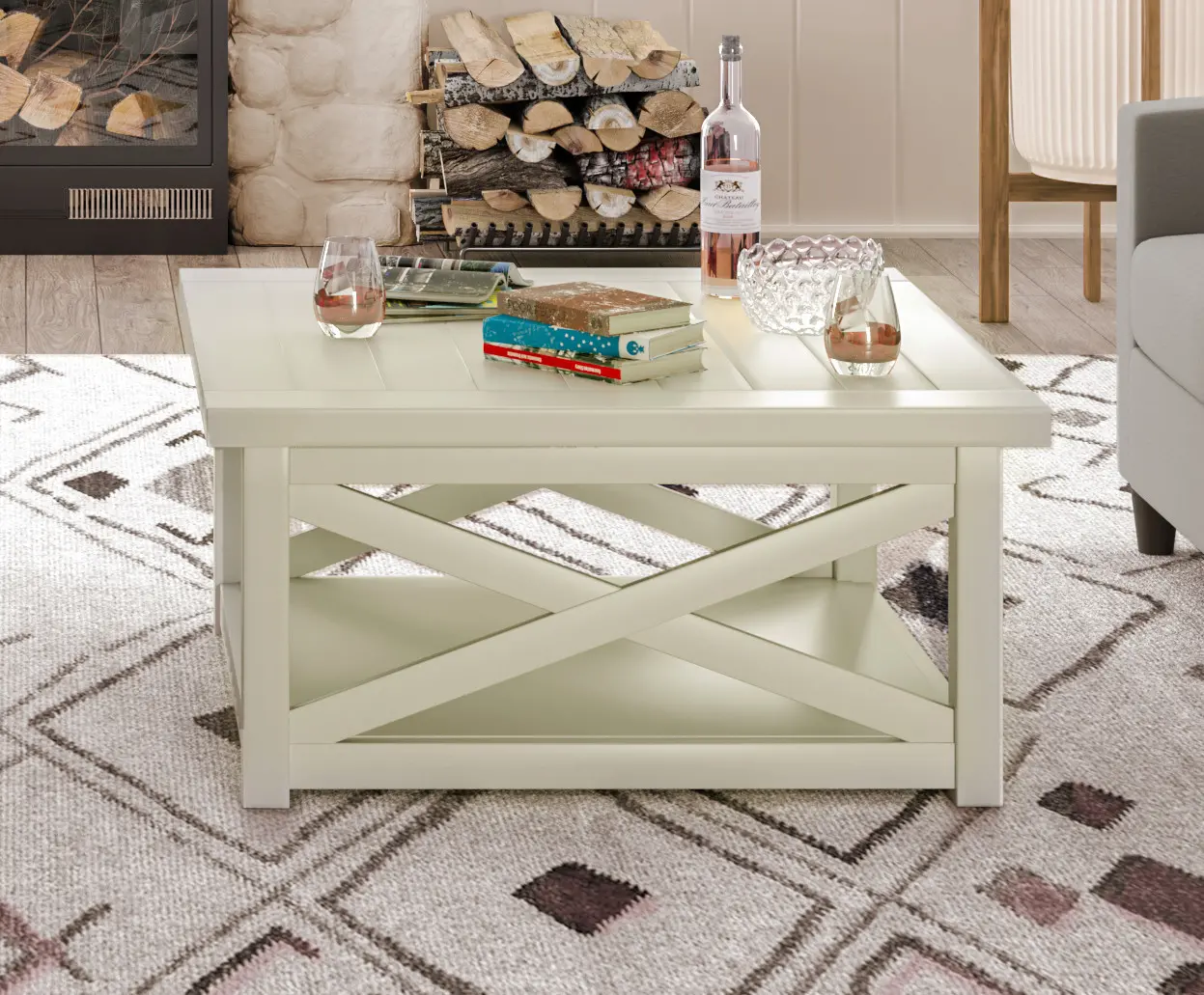 5523-21 Seaside Lodge Off-White Coffee Table-3