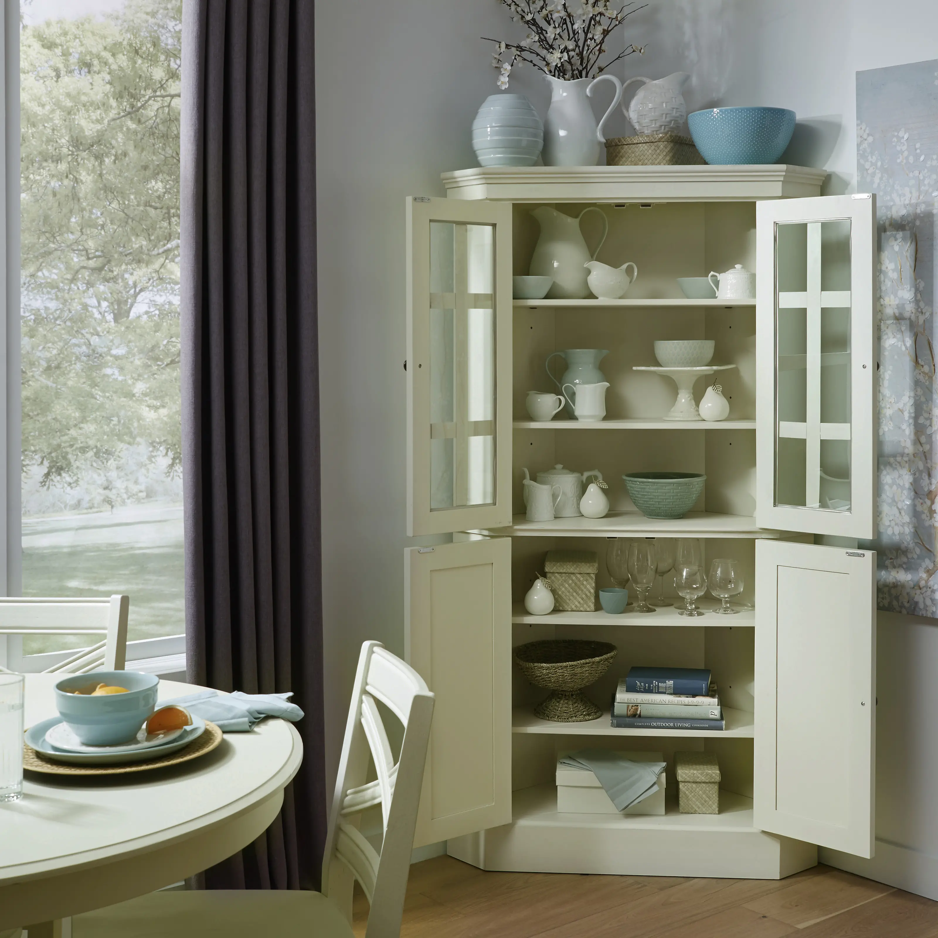 5523-68 Seaside Lodge Off-White Corner China Cabinet-3