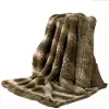 Brown Faux Wolf Fur Throw Blanket