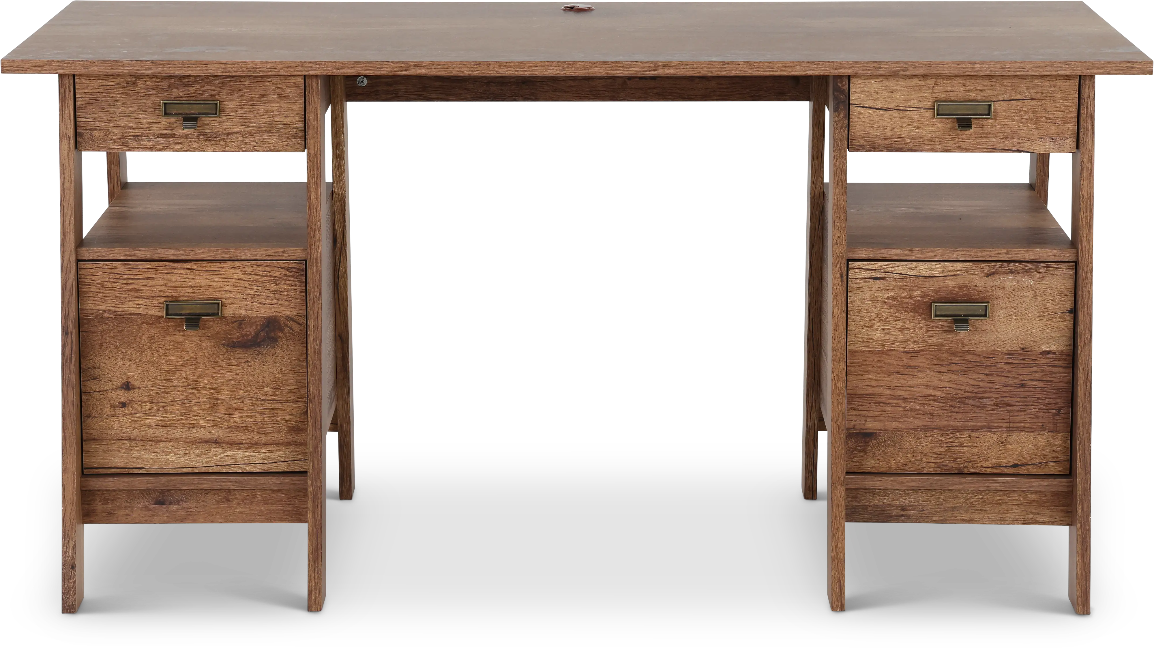 Trestle Vintage Oak Executive Office Desk-1