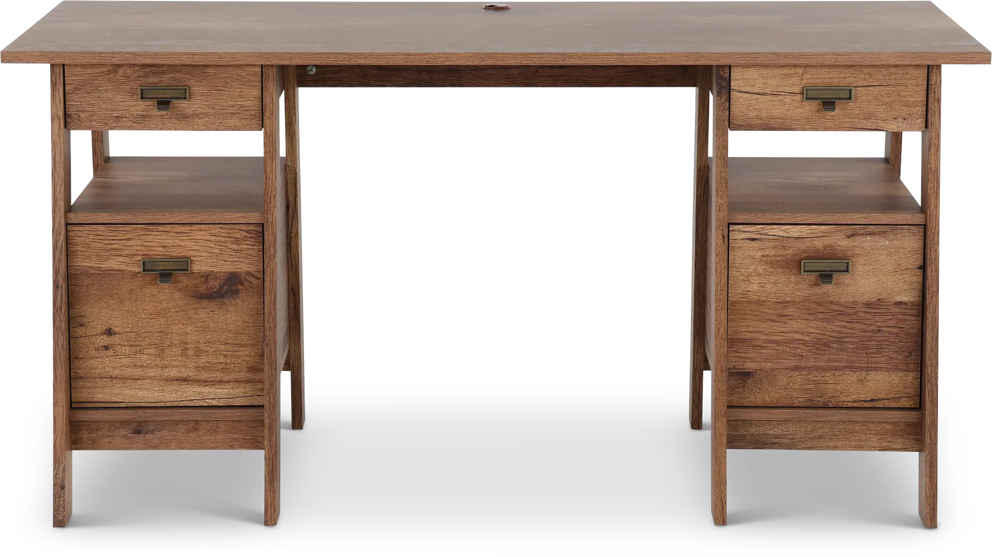 Trestle Vintage Oak Executive Office Desk | RC Willey