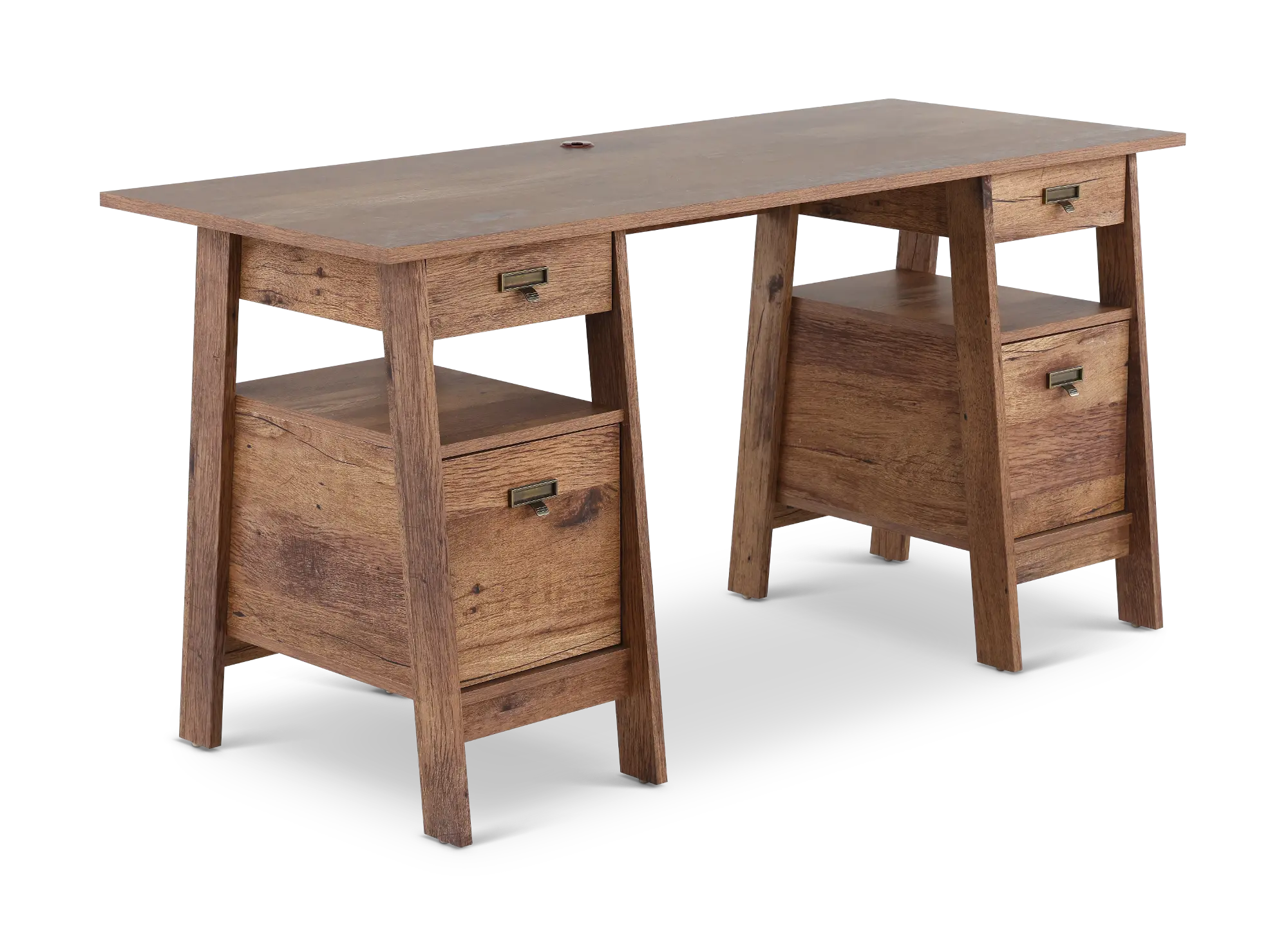 Trestle Vintage Oak Executive Office Desk | RC Willey