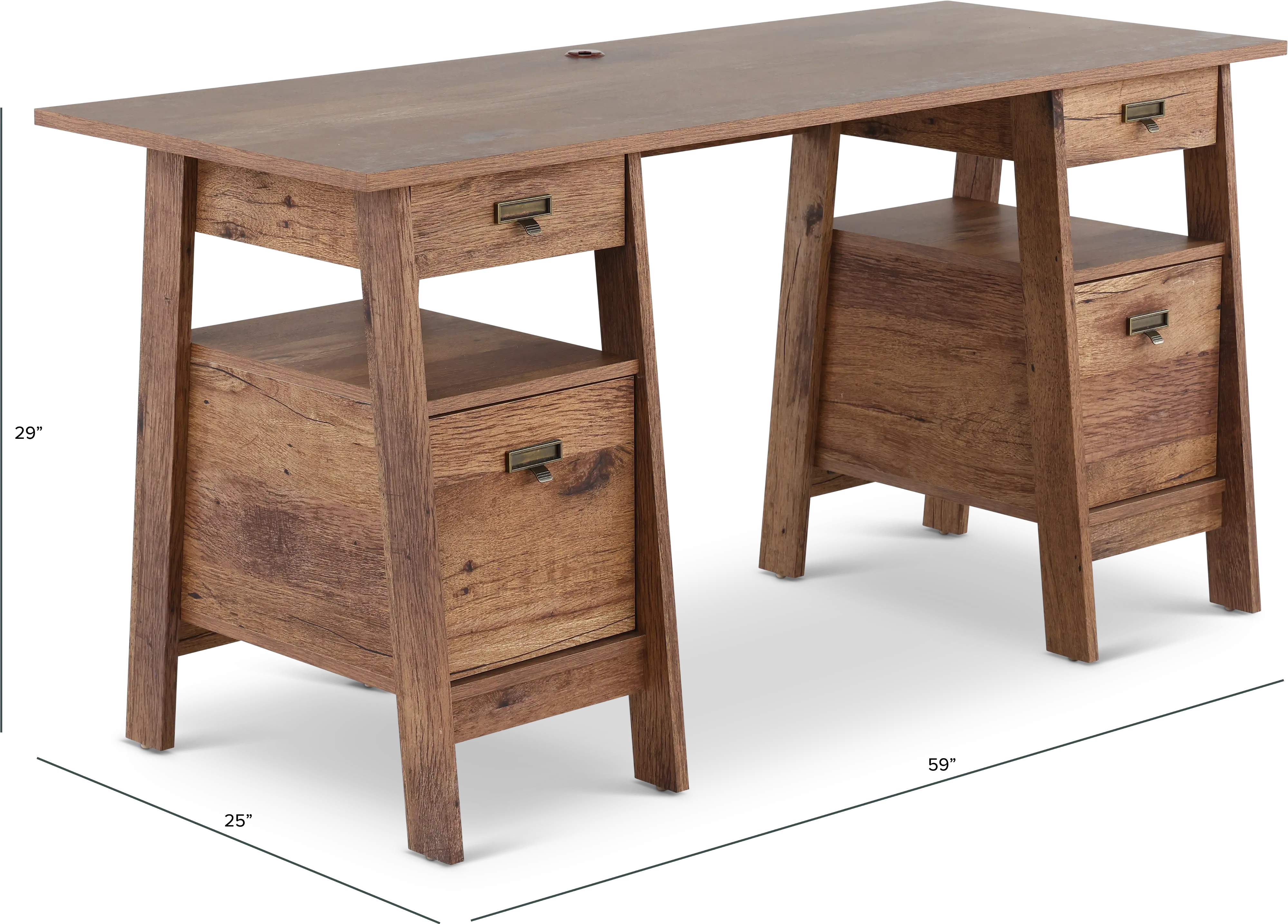 Trestle Vintage Oak Executive Office Desk-3