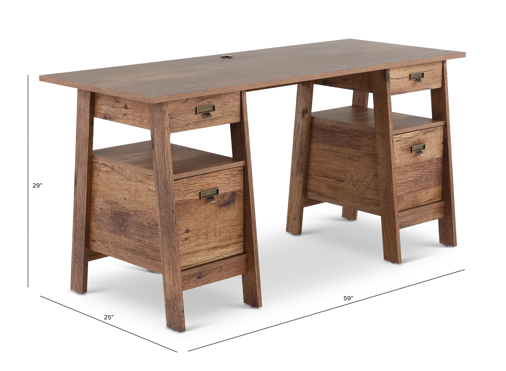 Trestle Vintage Oak Executive Office Desk | RC Willey