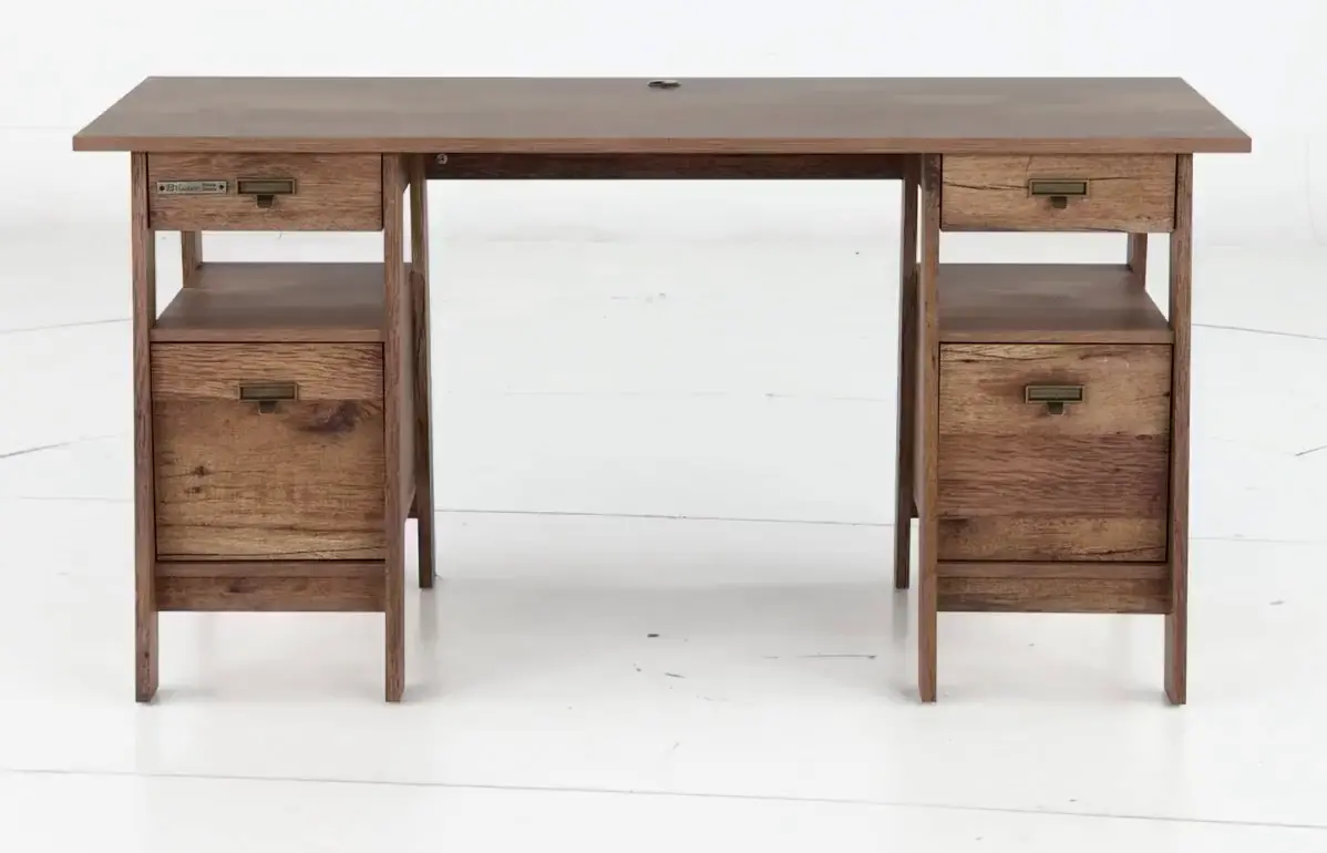 Trestle Vintage Oak Executive Office Desk-5