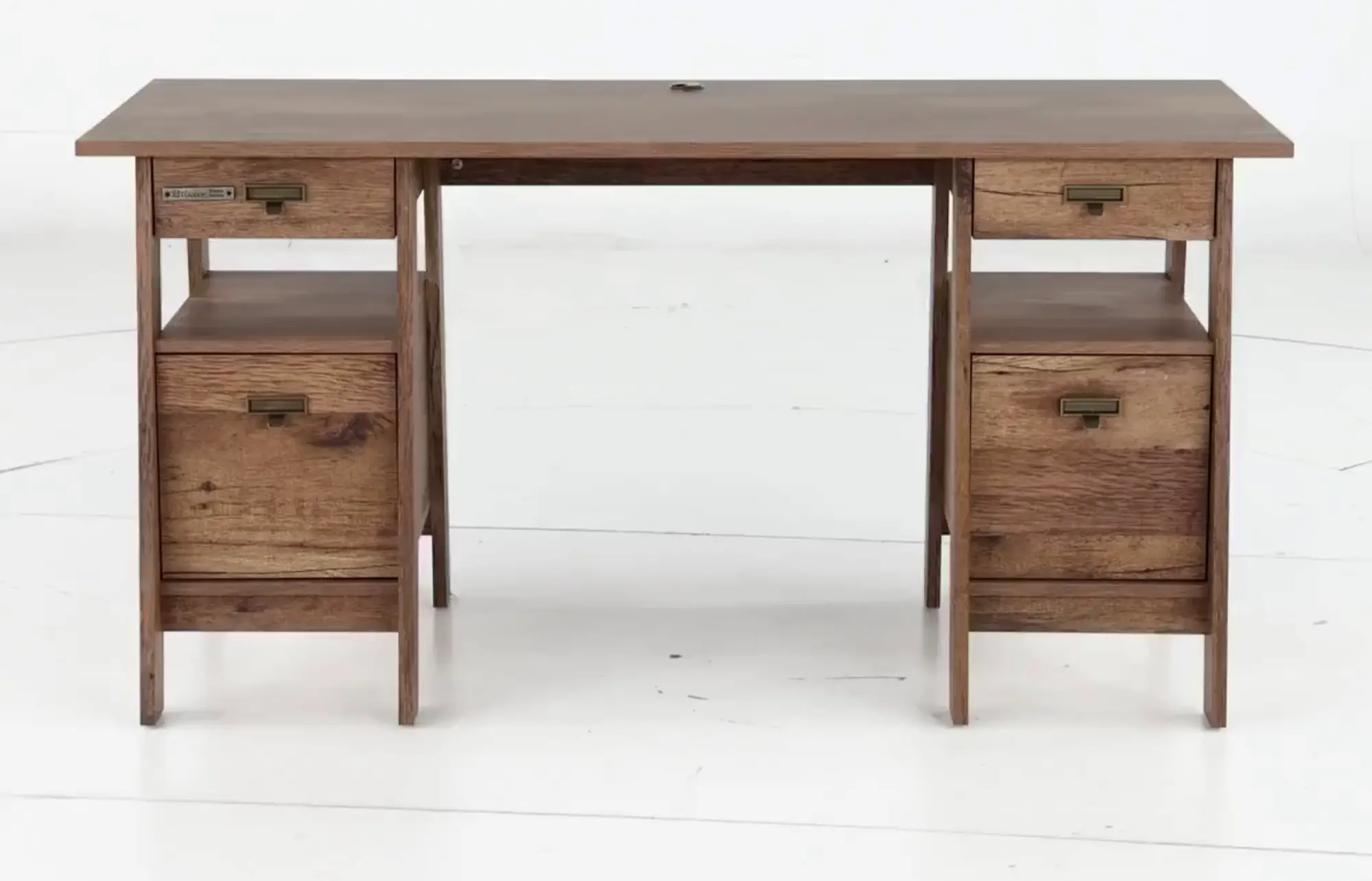 Trestle Vintage Oak Executive Office Desk | RC Willey
