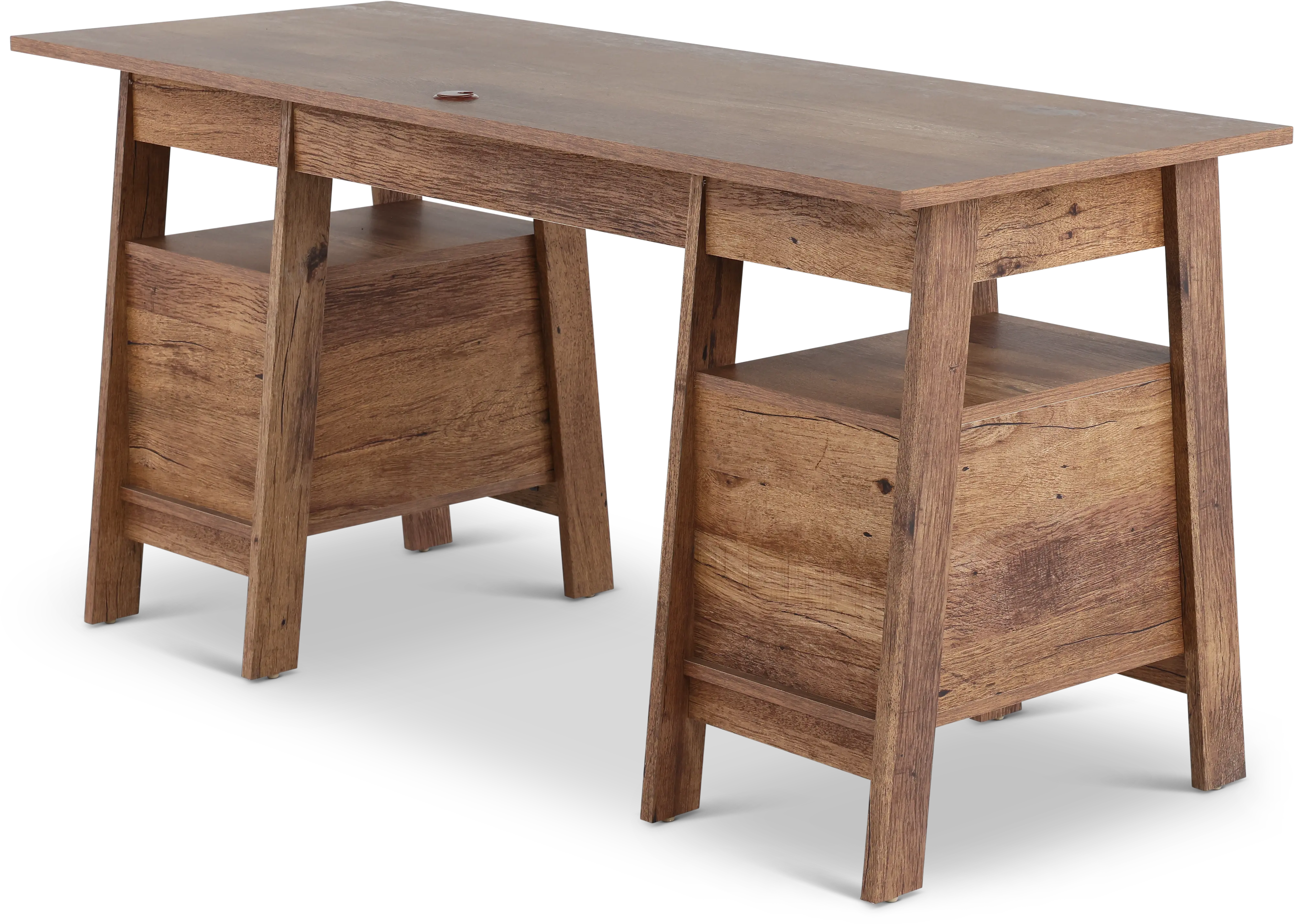 Trestle Vintage Oak Executive Office Desk-6