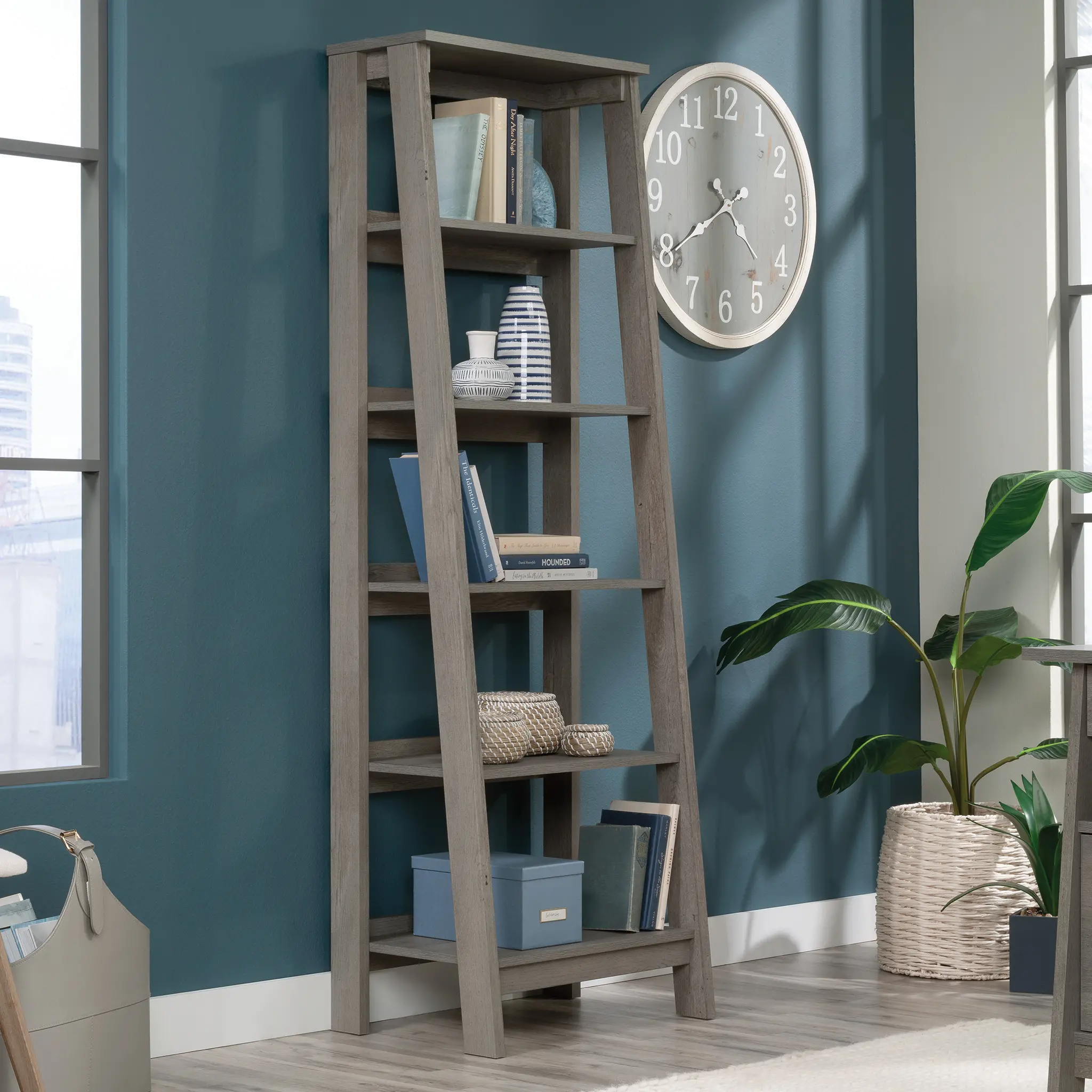 Trestle Light Gray Tiered Bookcase-2