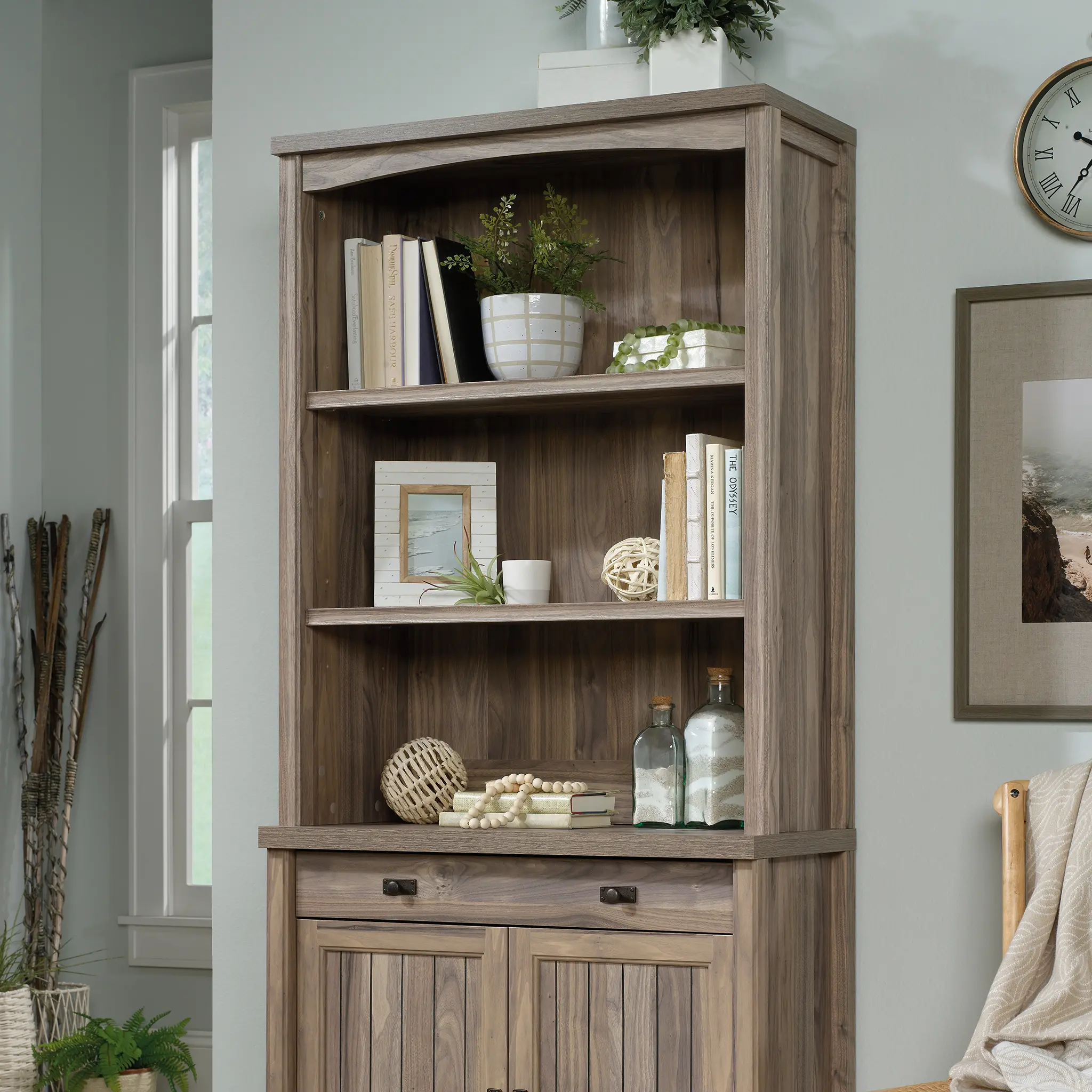 Costa Walnut Lateral File and Hutch-2