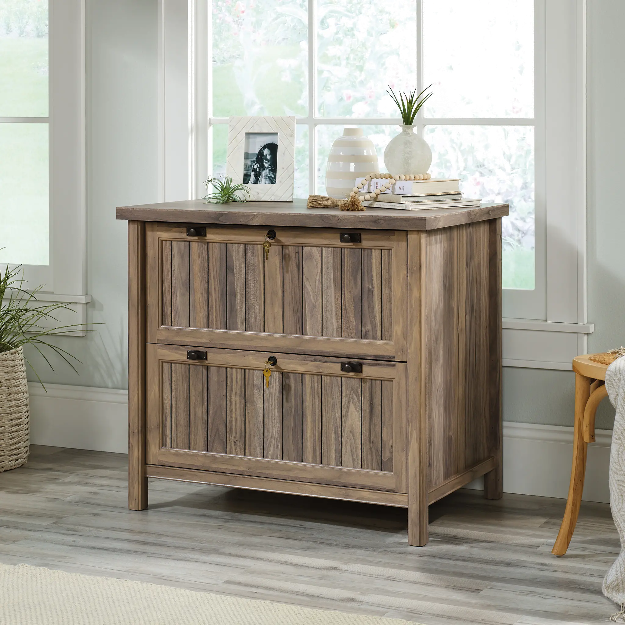 Costa Walnut Lateral File and Hutch-3