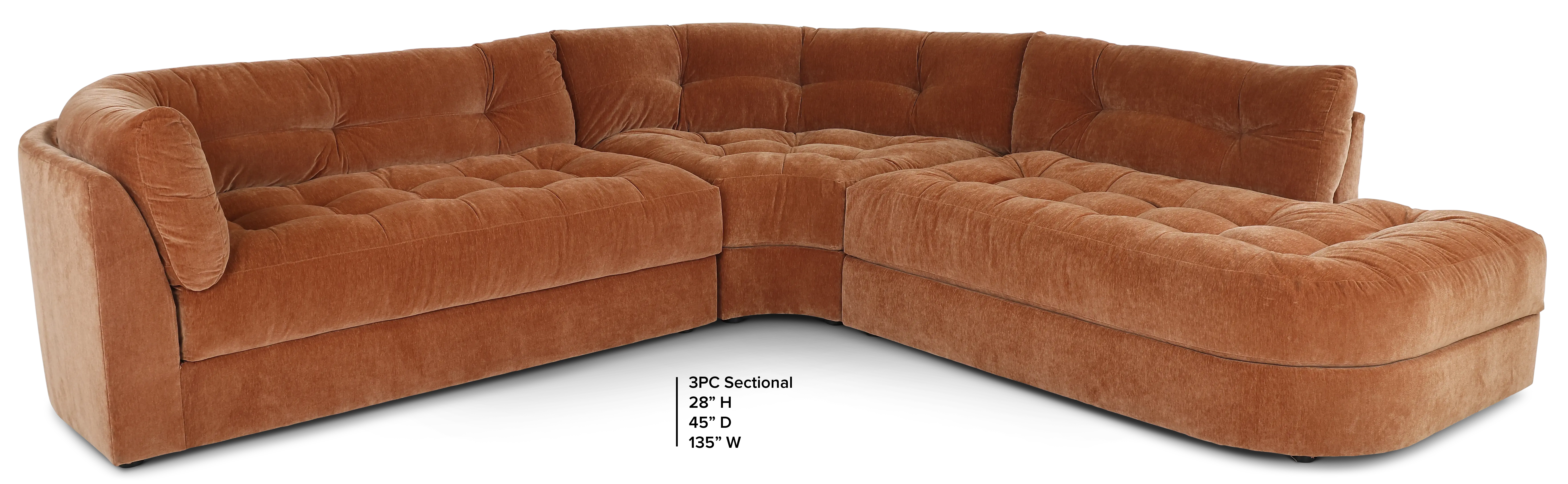 Juniper Ginger Orange 3-Piece Sectional-3