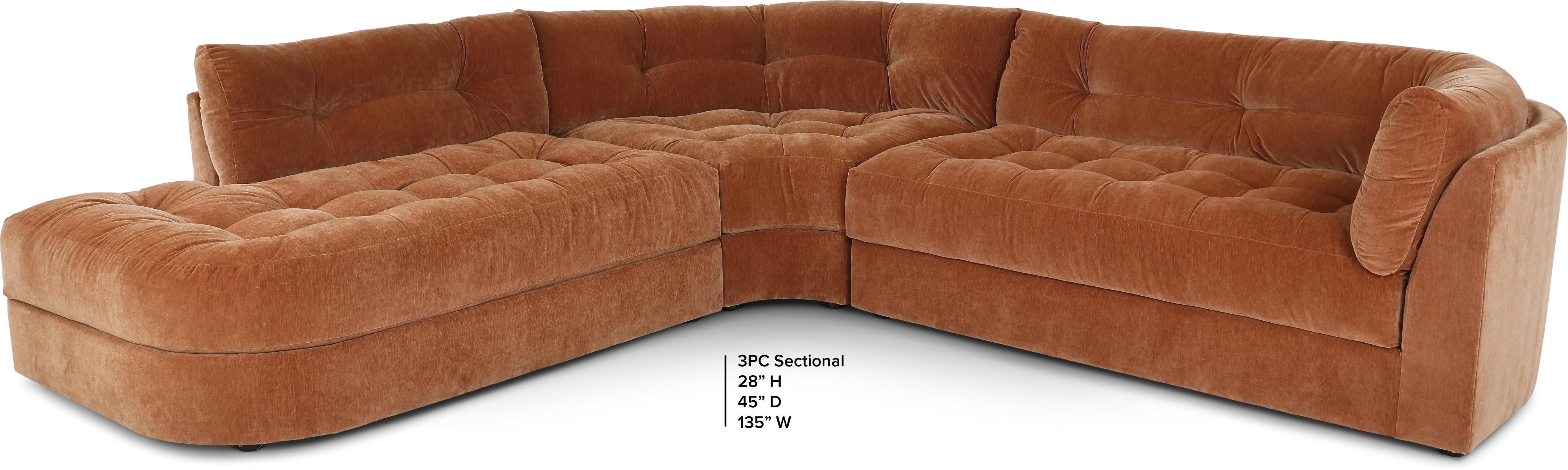 Juniper Ginger Orange 3 Piece Sectional-3