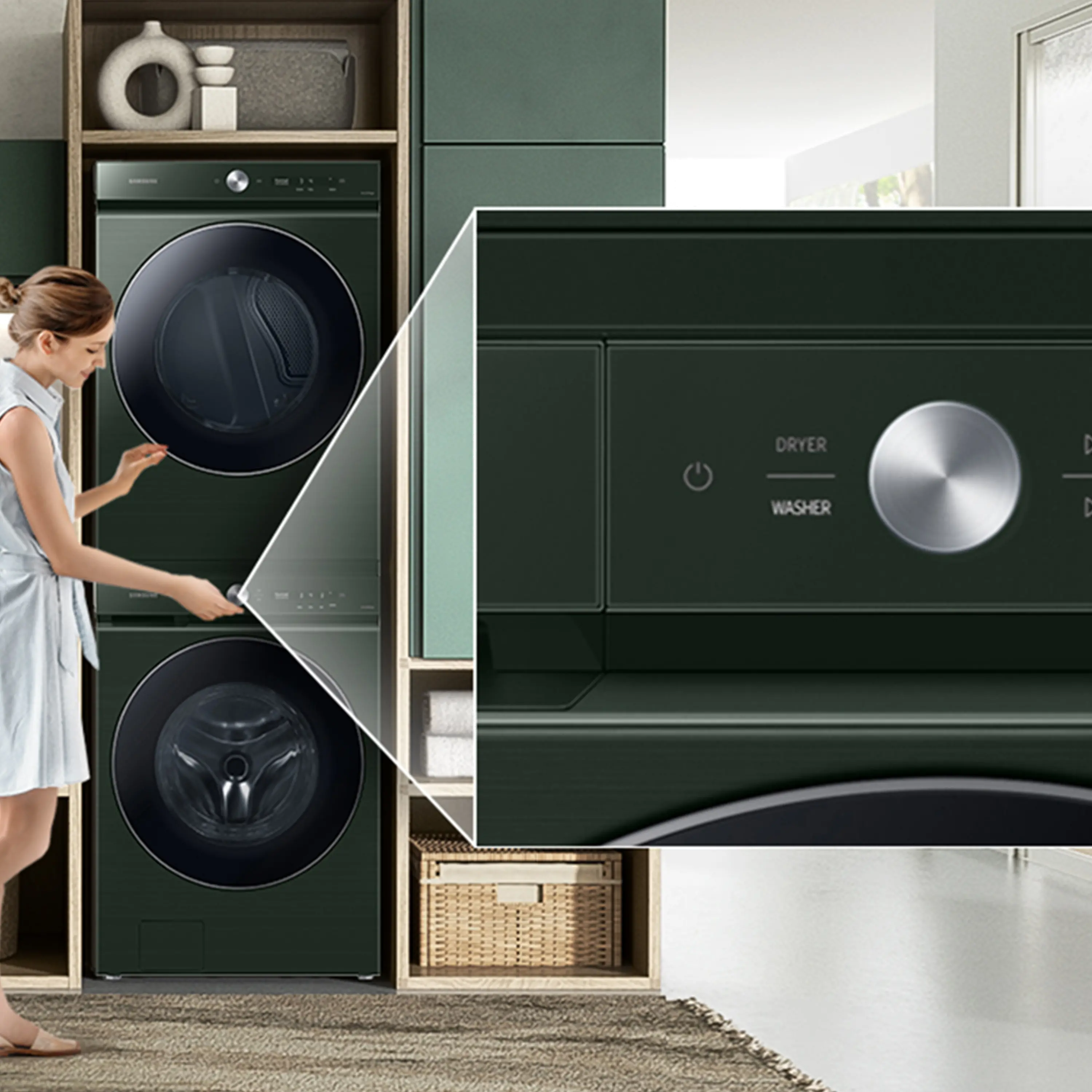 SKK-9MCG Samsung Bespoke Washer and Dryer Stacking Kit - Forest Green-2