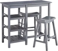 Breakfast Club Gray 3 Piece Counter Height Dining Room Set
