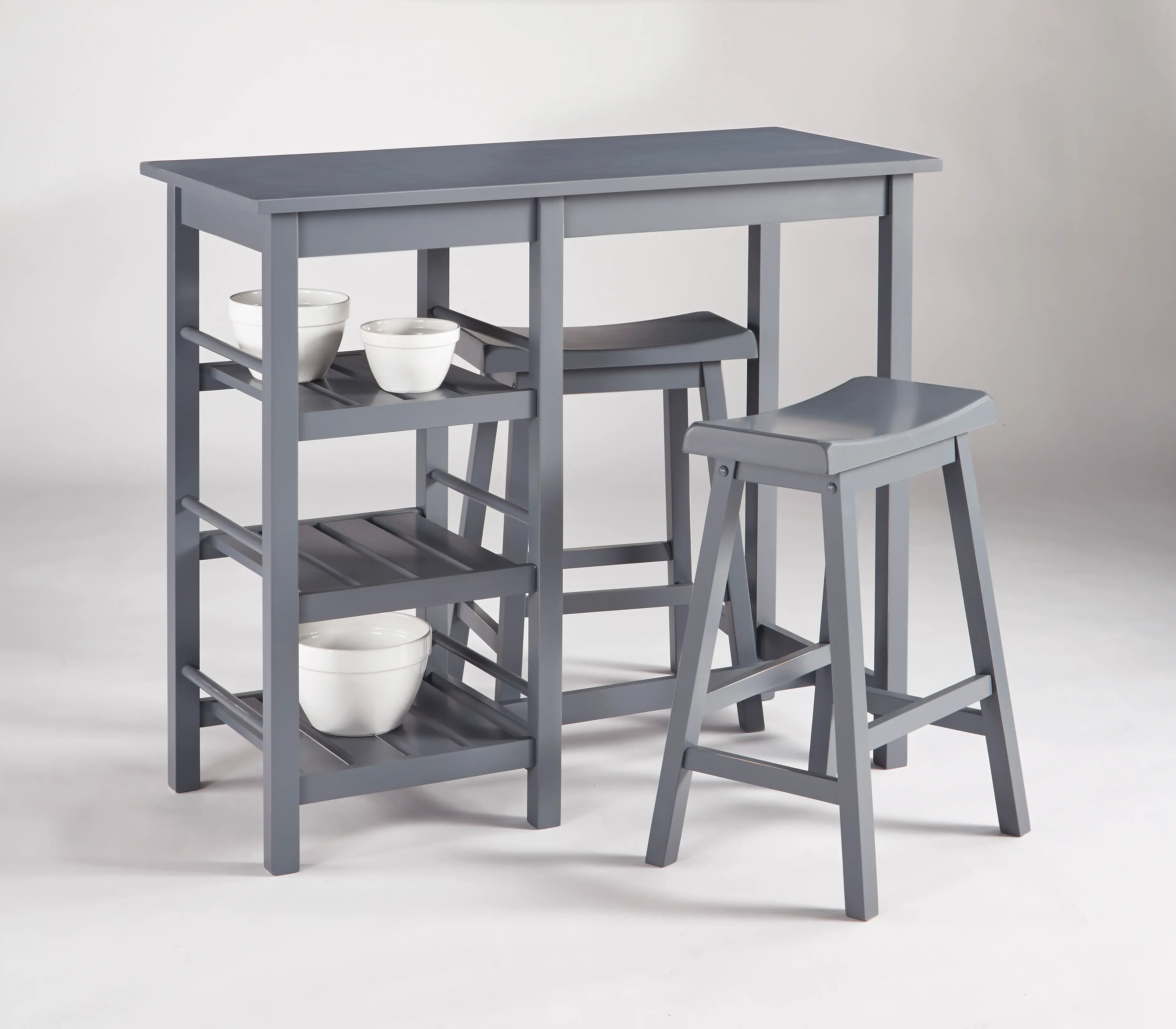 Breakfast Club Gray 3 Piece Counter Height Dining Room Set-2