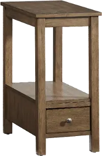 Honey Brown Chairside Table with Drawer