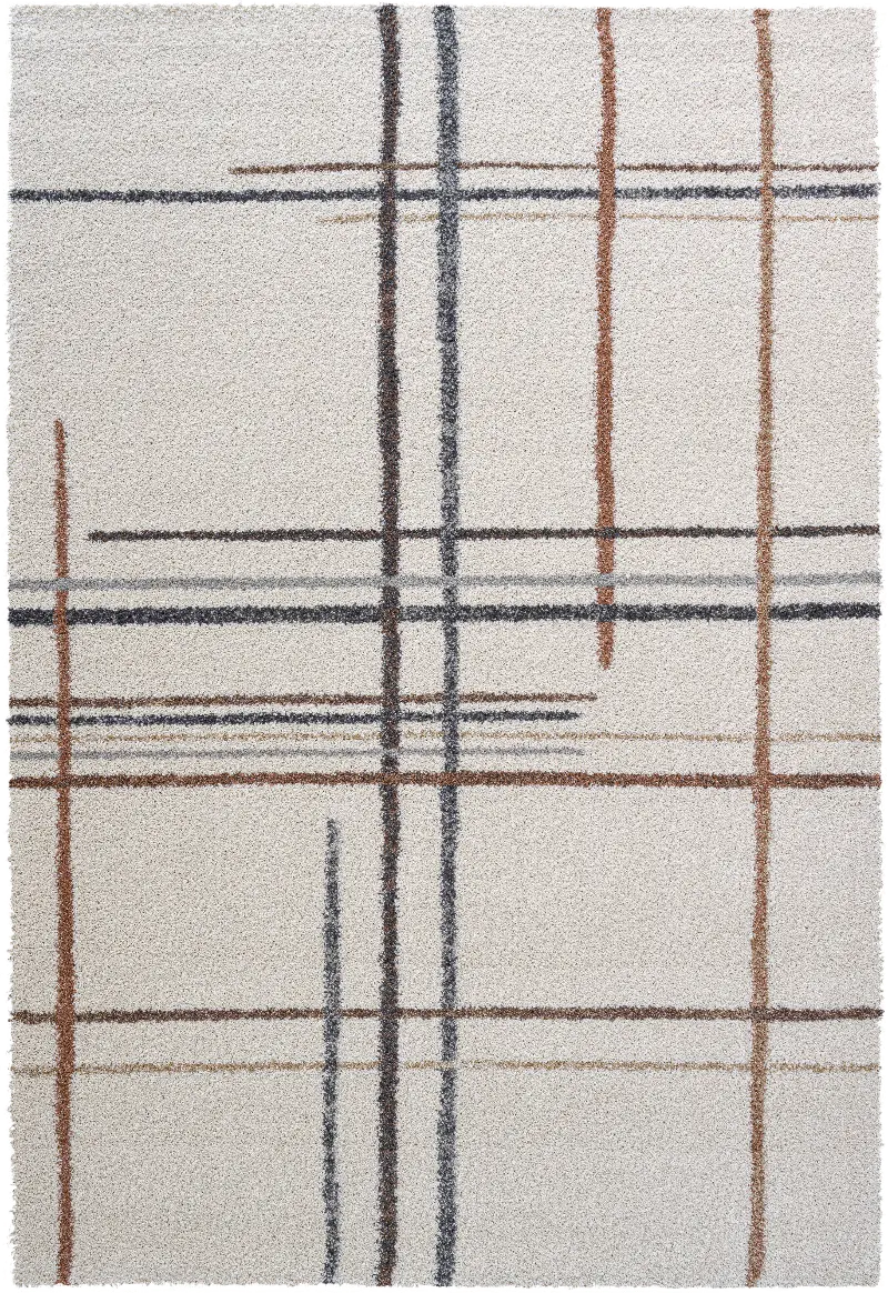 Granada 5 x 8 Plaid Rust and Ivory Area Rug