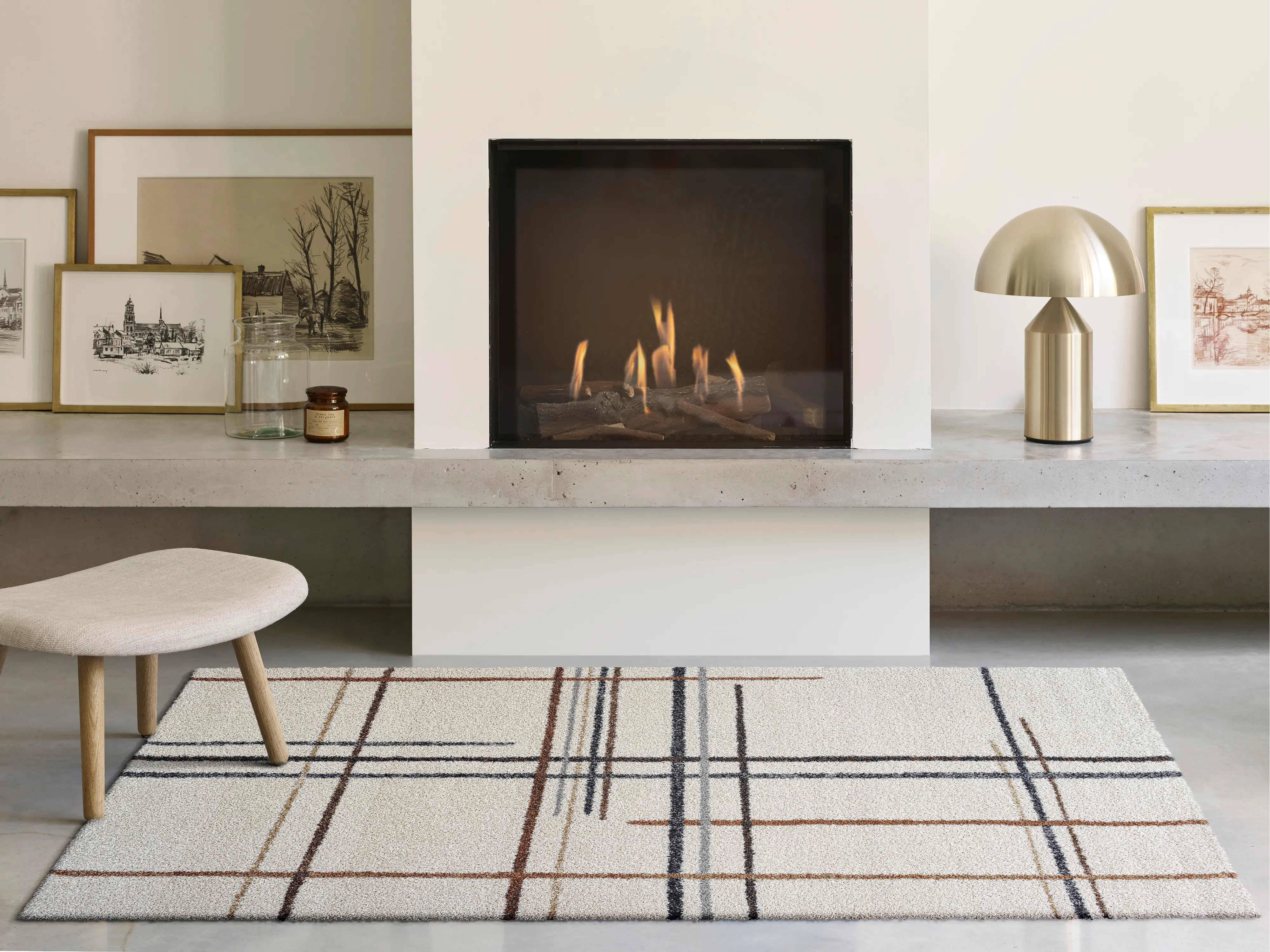 Granada 5 x 8 Plaid Rust and Ivory Area Rug-2