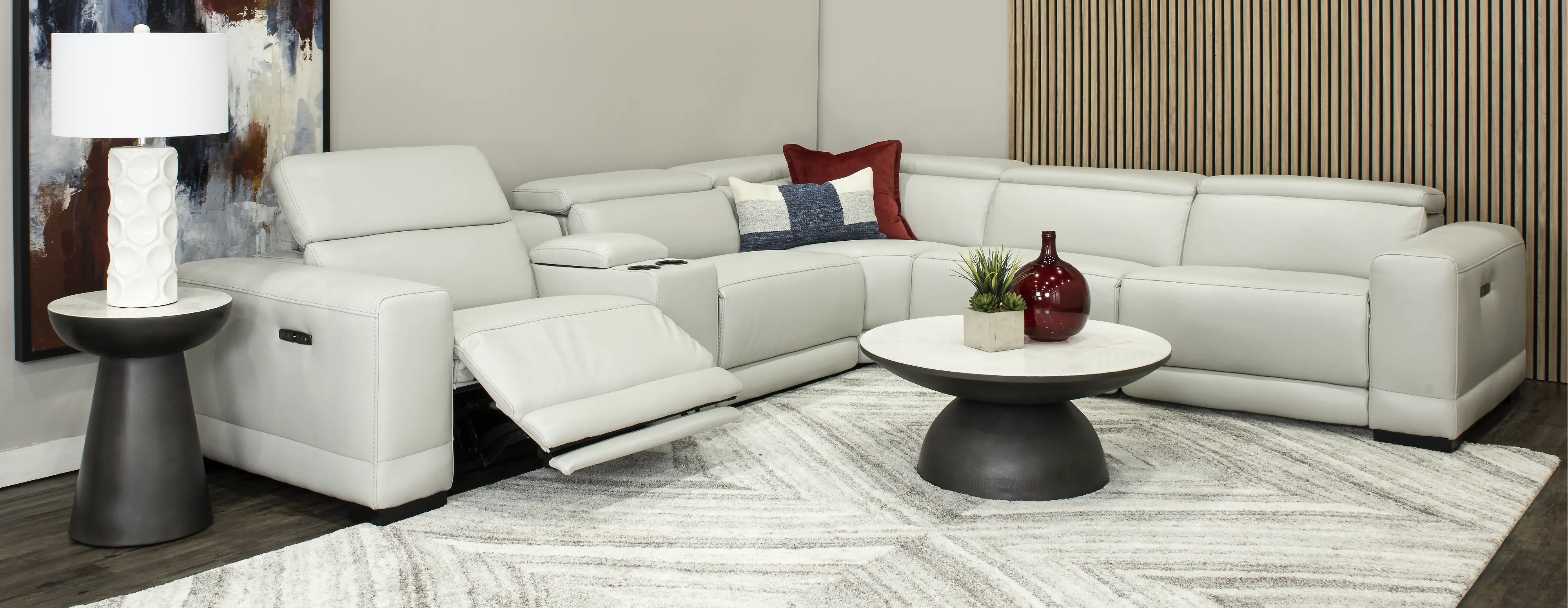 Sofia Fog White 6-Piece Power Reclining Sectional-2