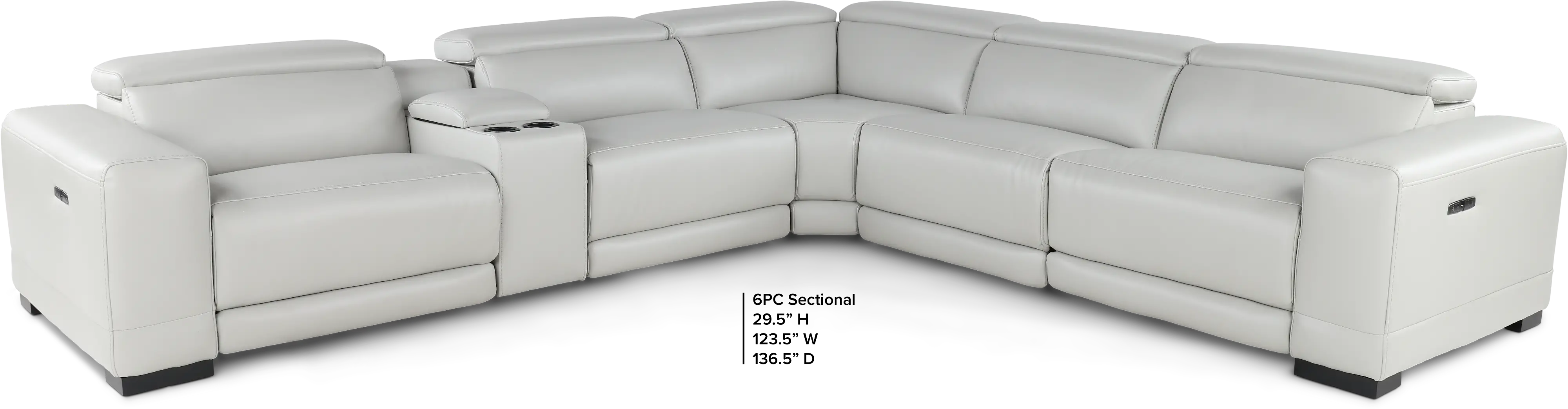 Sofia Fog White 6-Piece Power Reclining Sectional-3