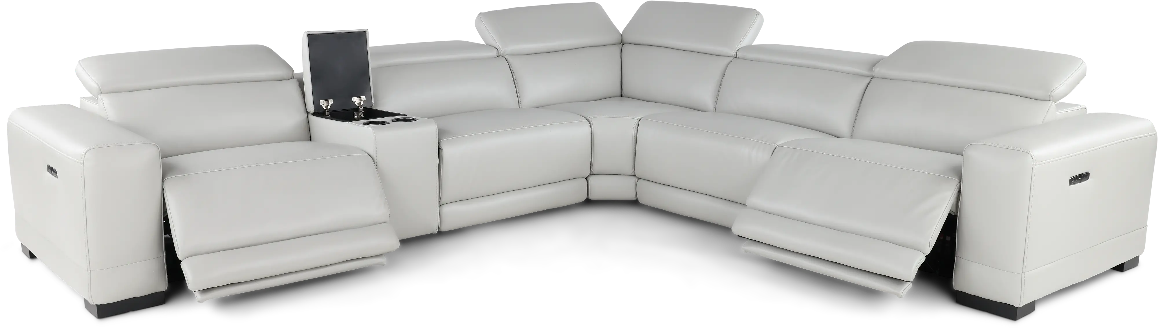 Sofia Fog White 6-Piece Power Reclining Sectional-4
