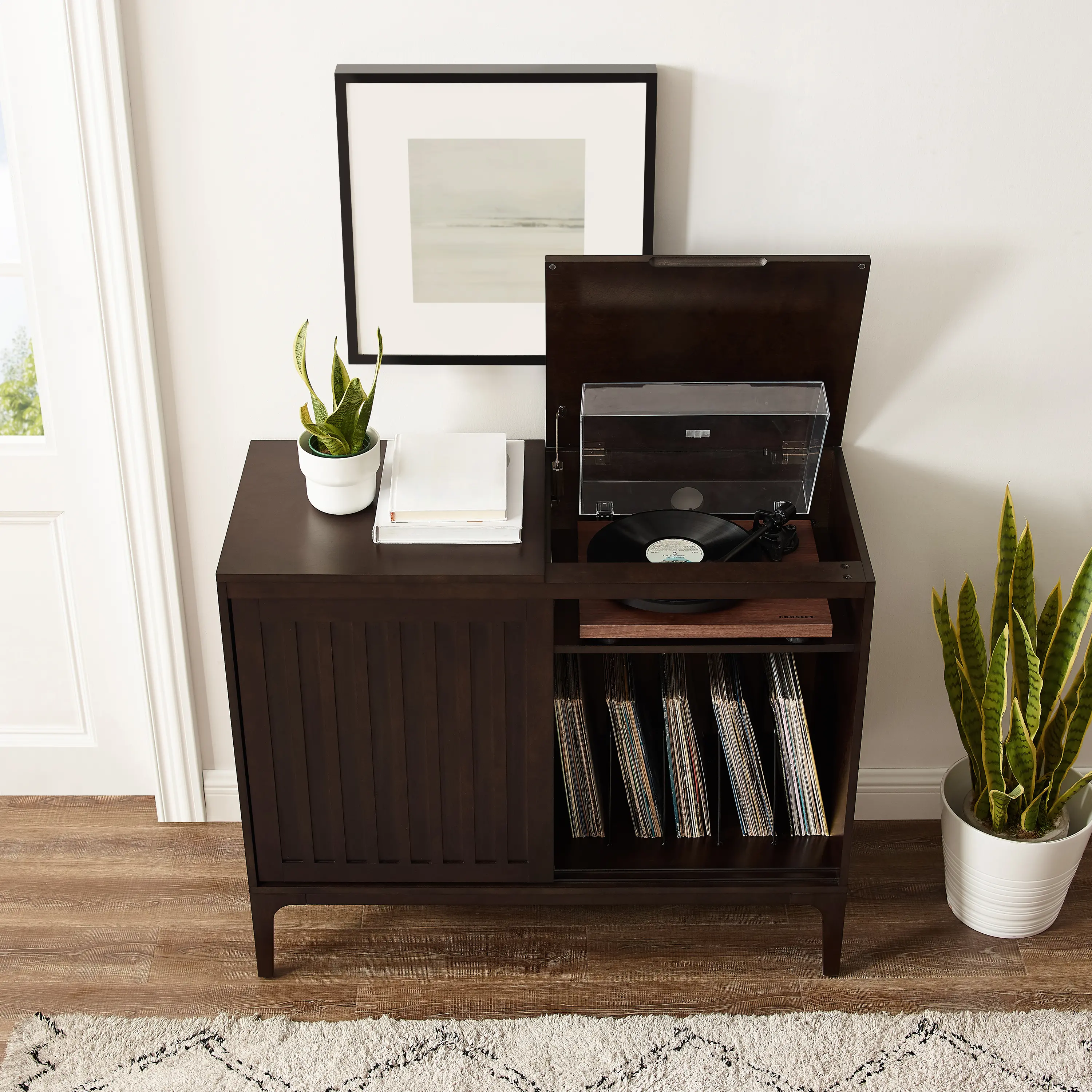 CF1140-BR Asher Record Storage Media Console-3