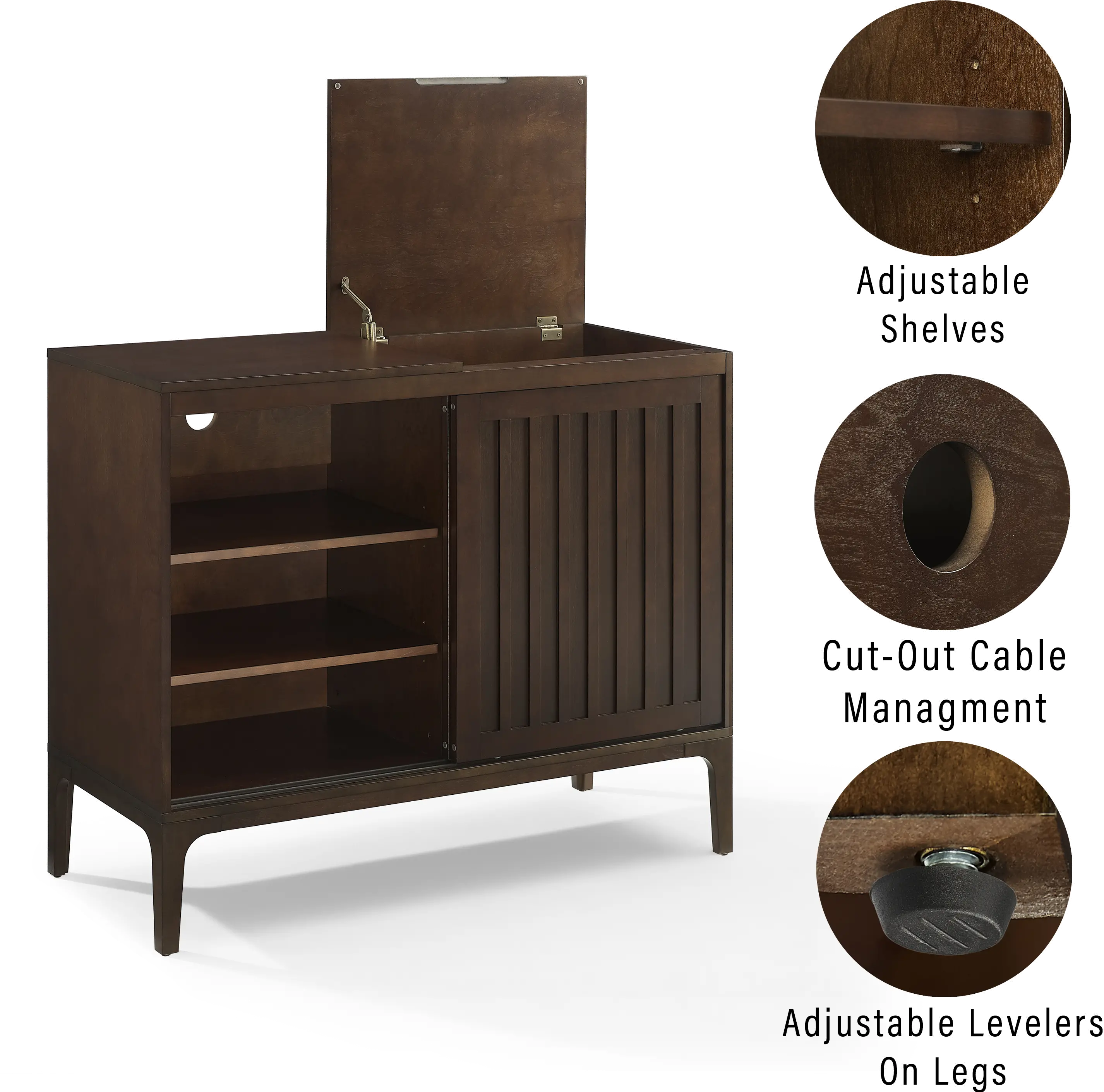 CF1140-BR Asher Record Storage Media Console-5