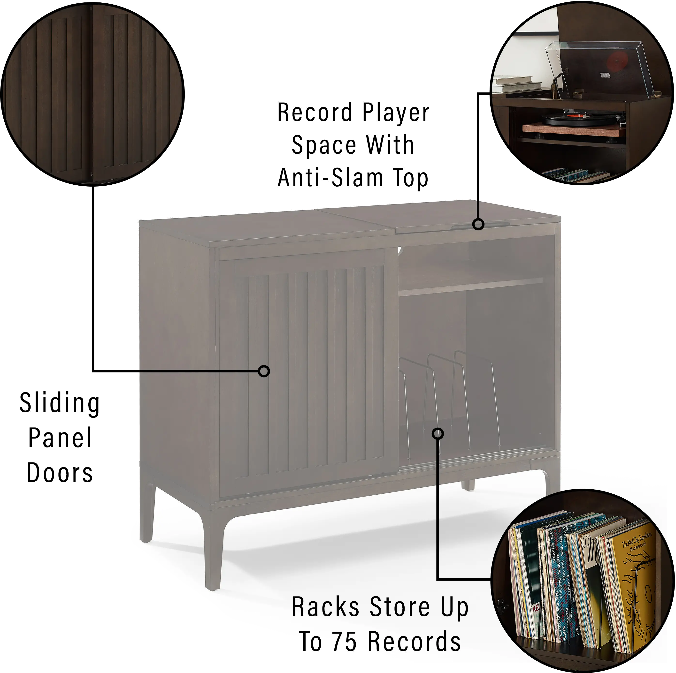 CF1140-BR Asher Record Storage Media Console-6