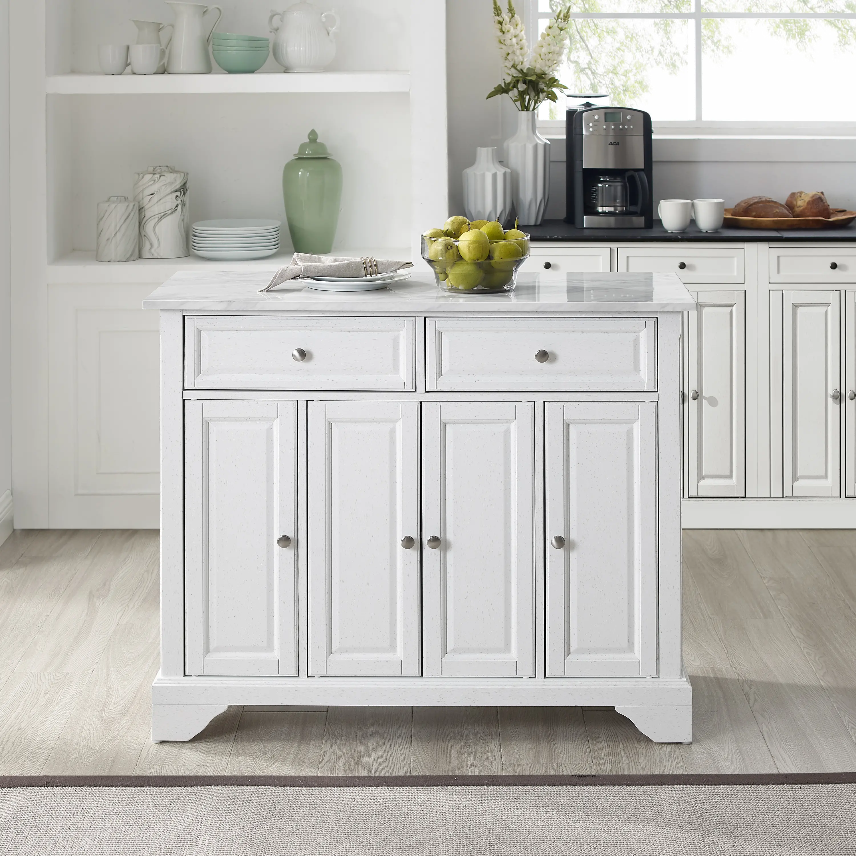 CF3021-WH Avery White Kitchen Island-2