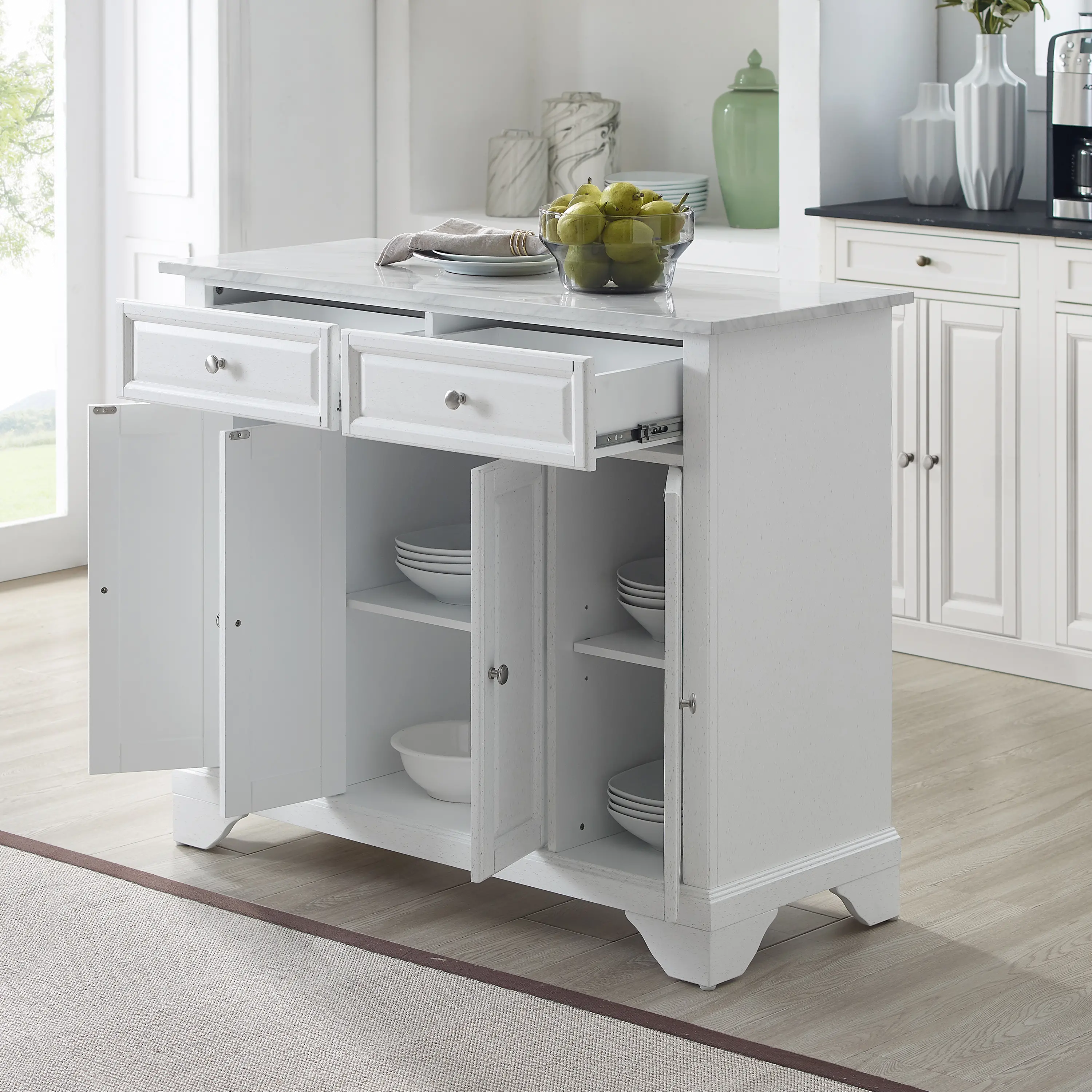 CF3021-WH Avery White Kitchen Island-4