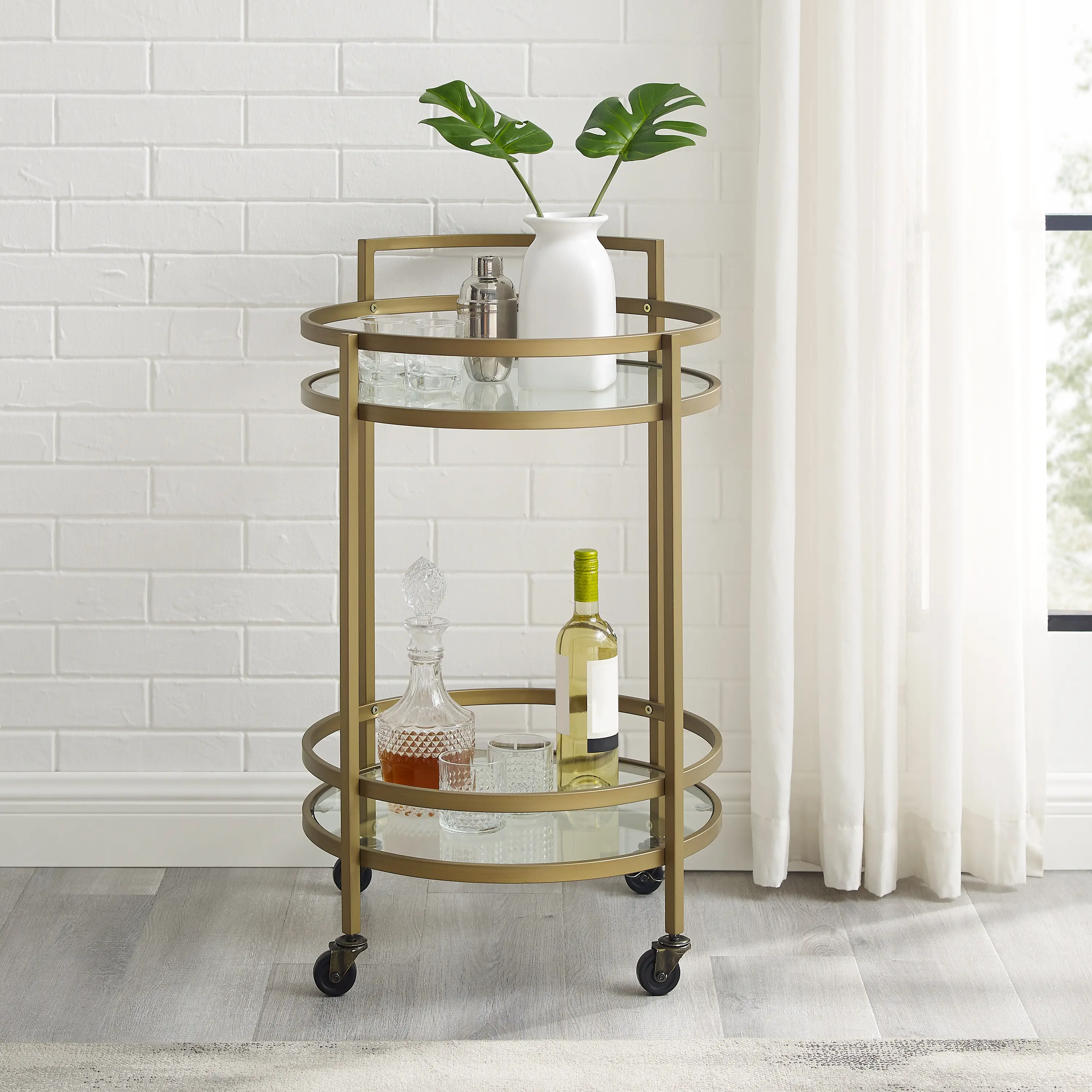 CF4009-GL Bailey Gold Round Bar Cart-3