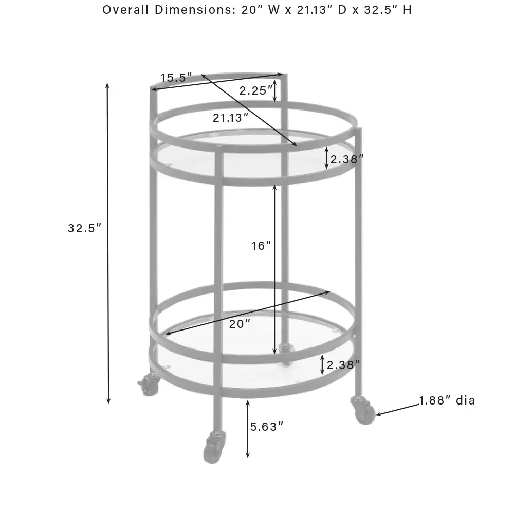 CF4009-GL Bailey Gold Round Bar Cart-6