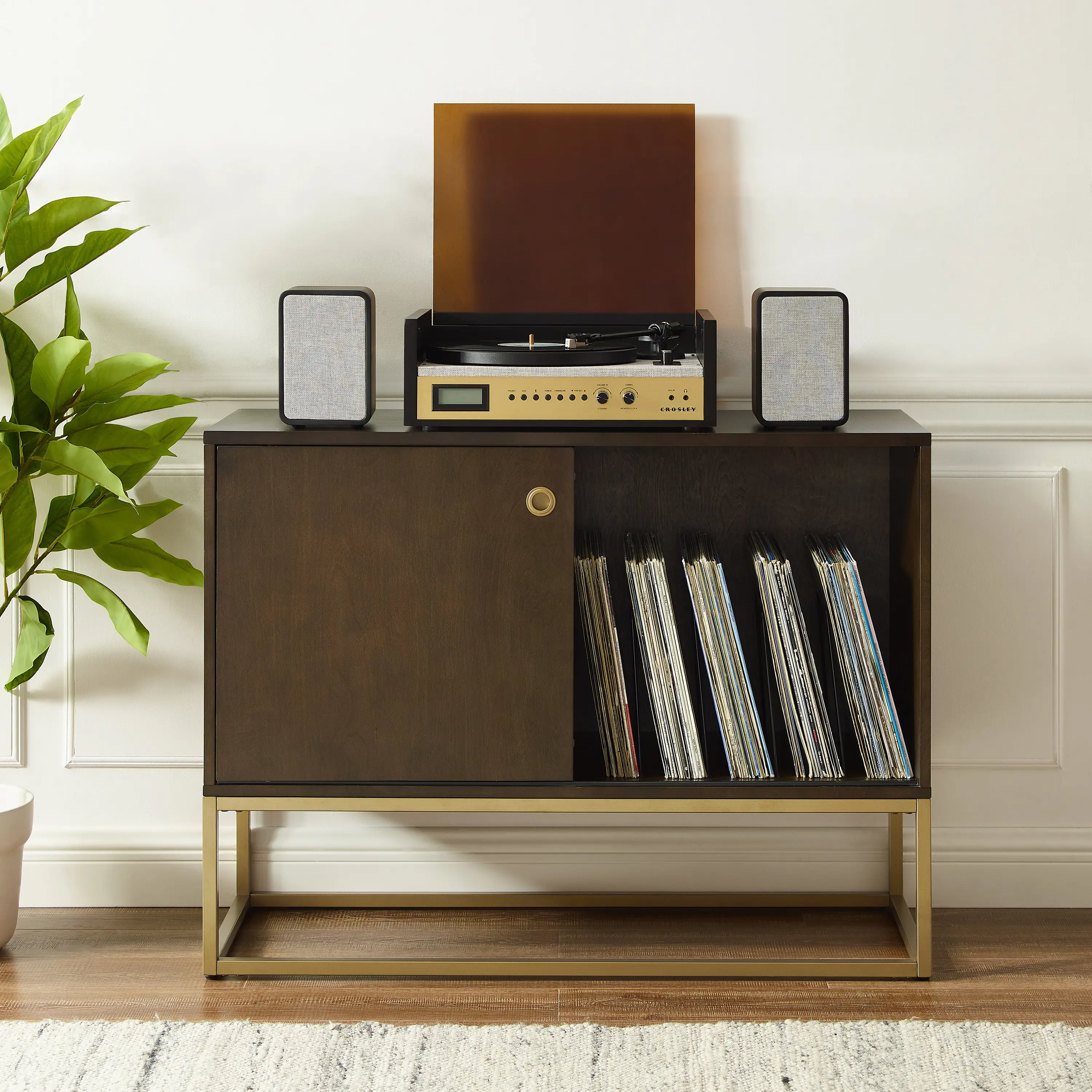 CF1142BR-GL Byron Media Console with Gold Base-2