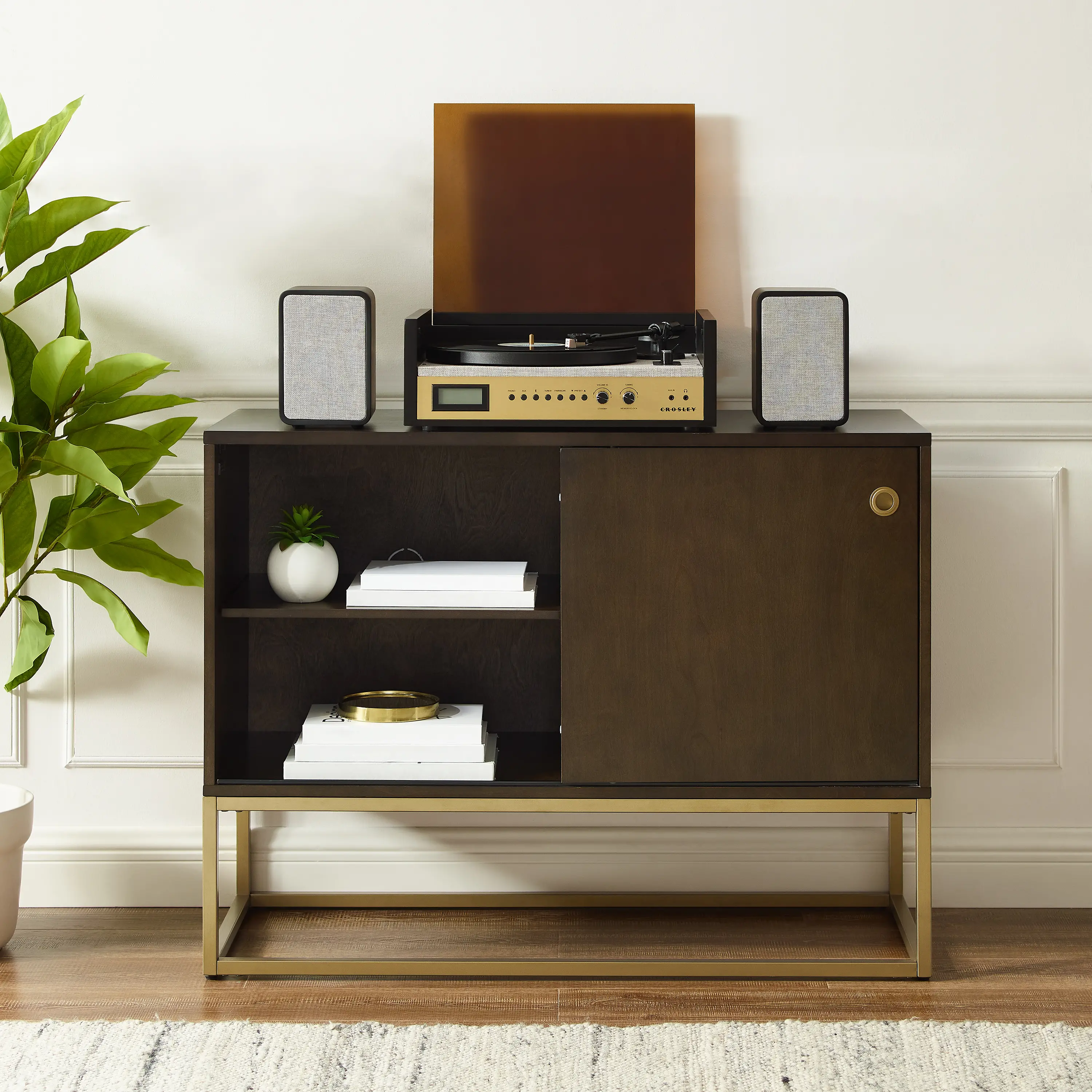CF1142BR-GL Byron Media Console with Gold Base-3