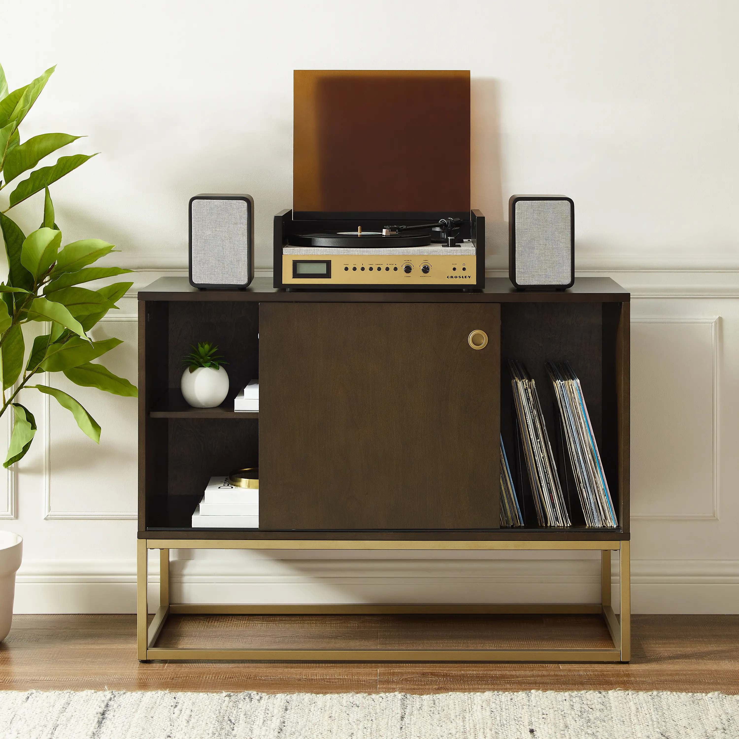 CF1142BR-GL Byron Media Console with Gold Base-4