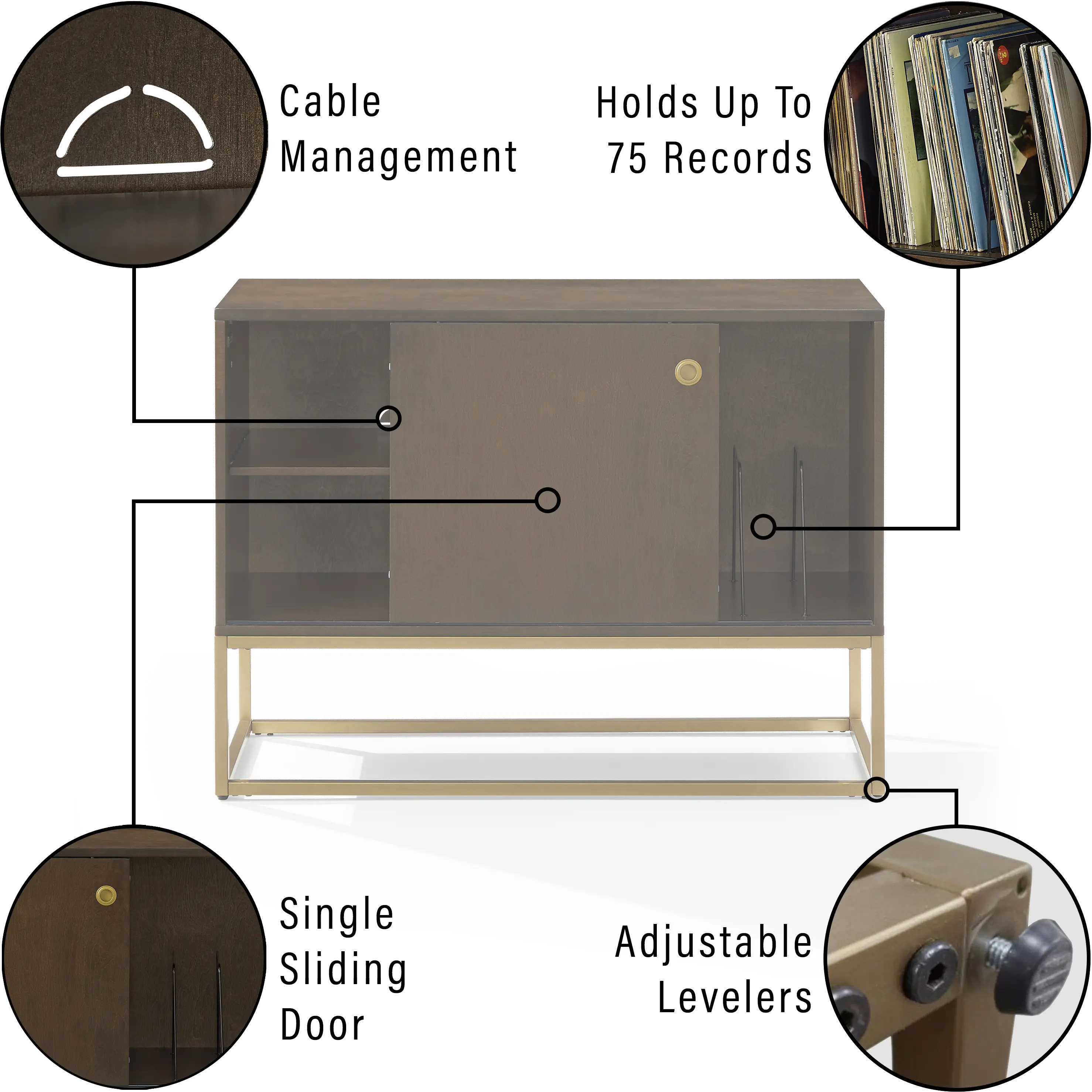 CF1142BR-GL Byron Media Console with Gold Base-7