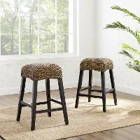 CF502527-SG Edgewater Seagrass Counter Height Stool, Set of 2