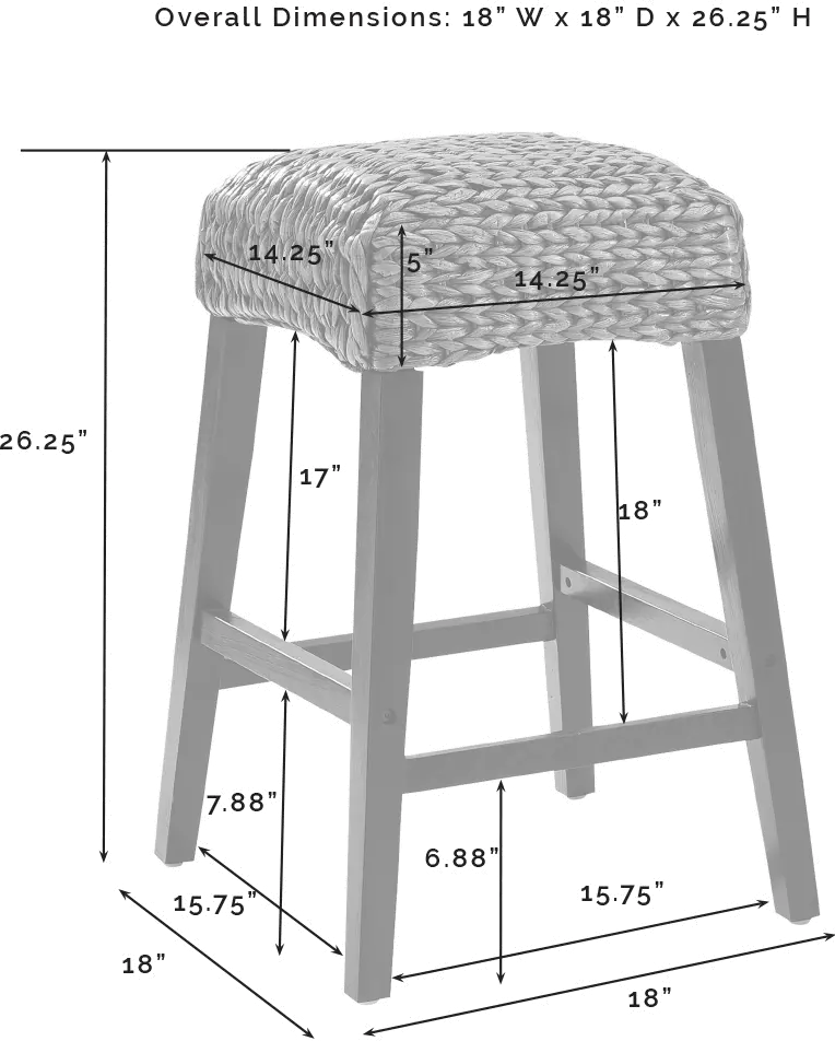 CF502527-SG Edgewater Seagrass Counter Height Stool, Set of 2-4