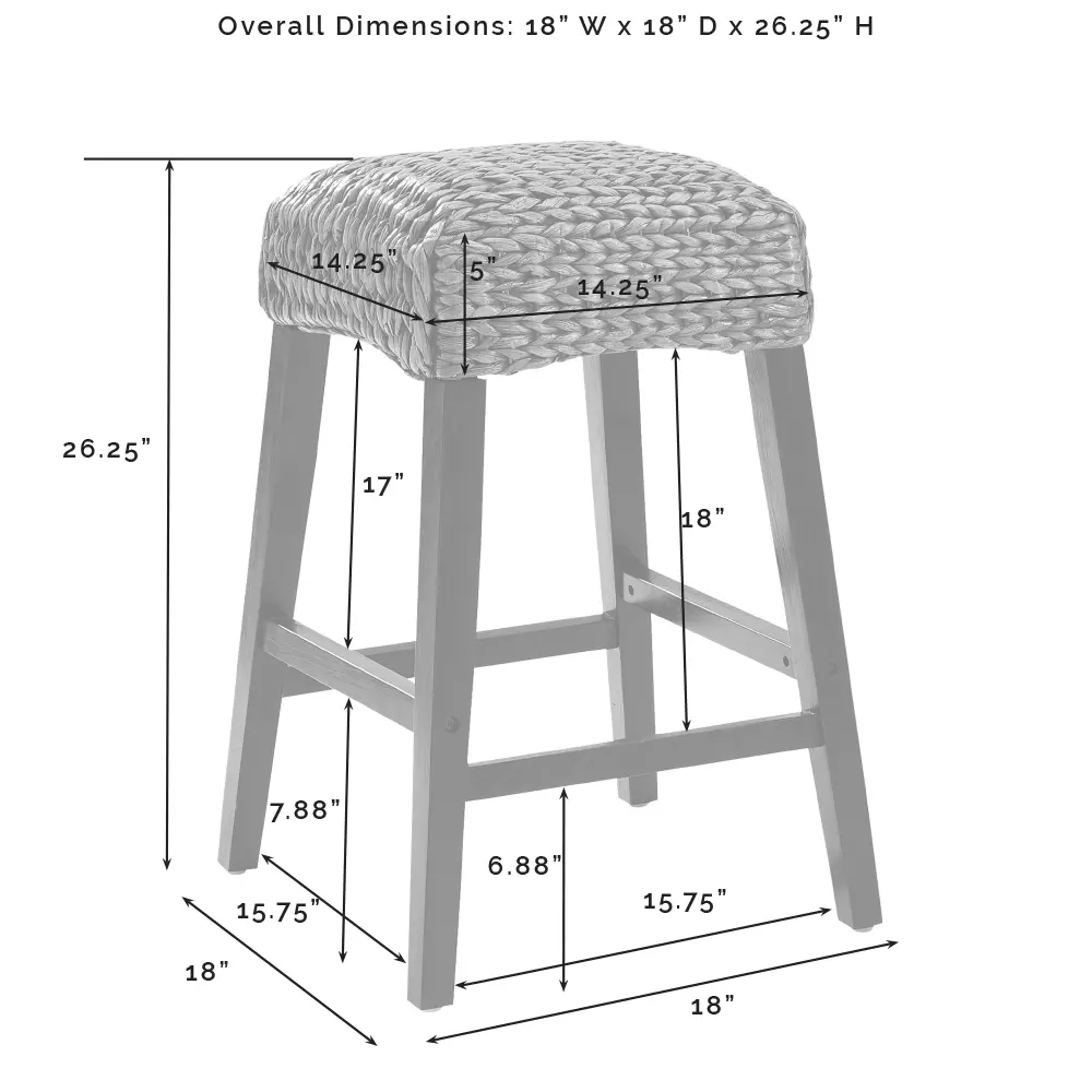 CF502527-SG Edgewater Seagrass Counter Height Stool, Set of 2-4