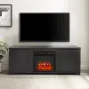 KF100758BK Gordon 58  Black TV Stand with Fireplace