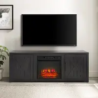 KF100758BK Gordon 58  Black TV Stand with Fireplace