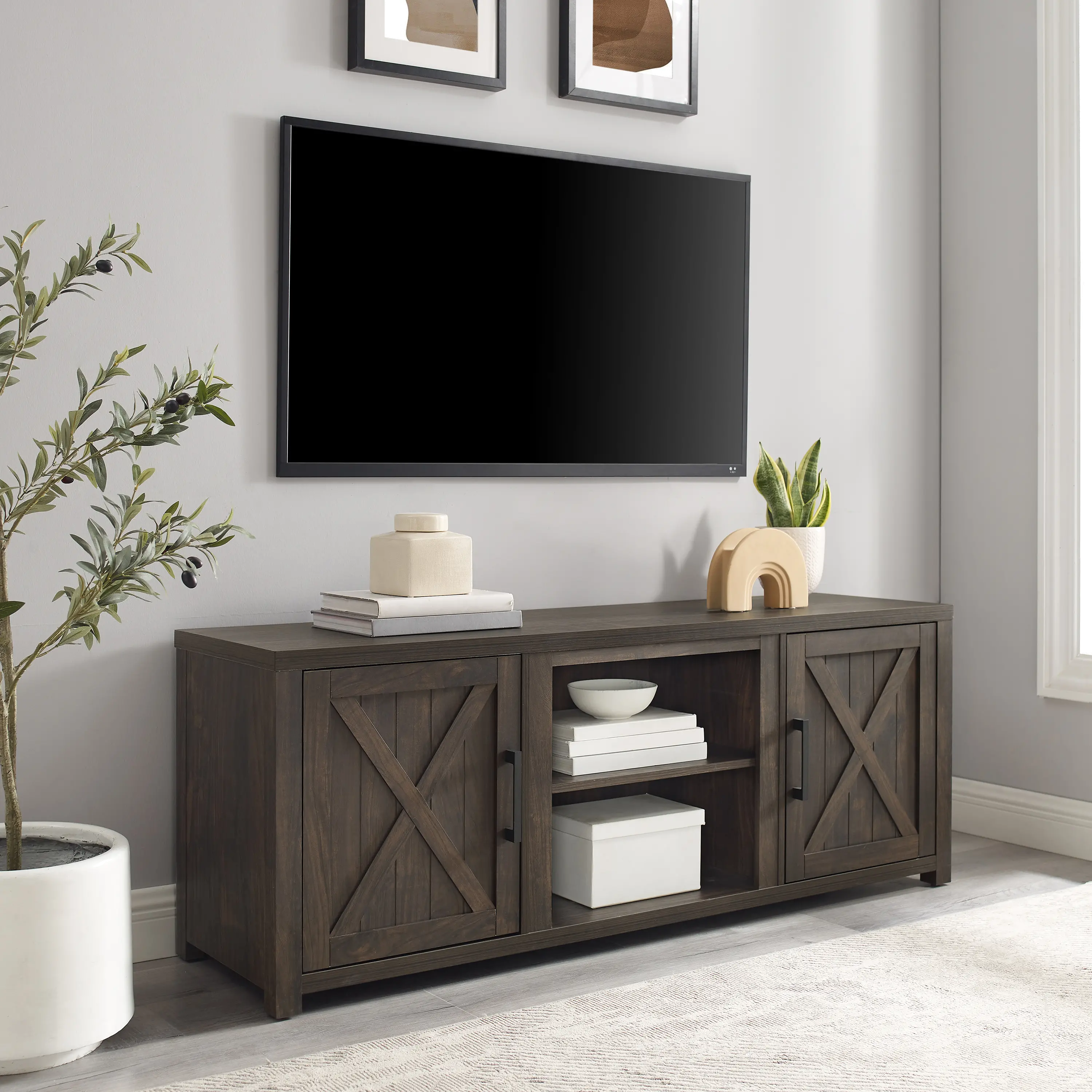 CF101358-DW Gordon 58  Walnut Brown TV Stand-2