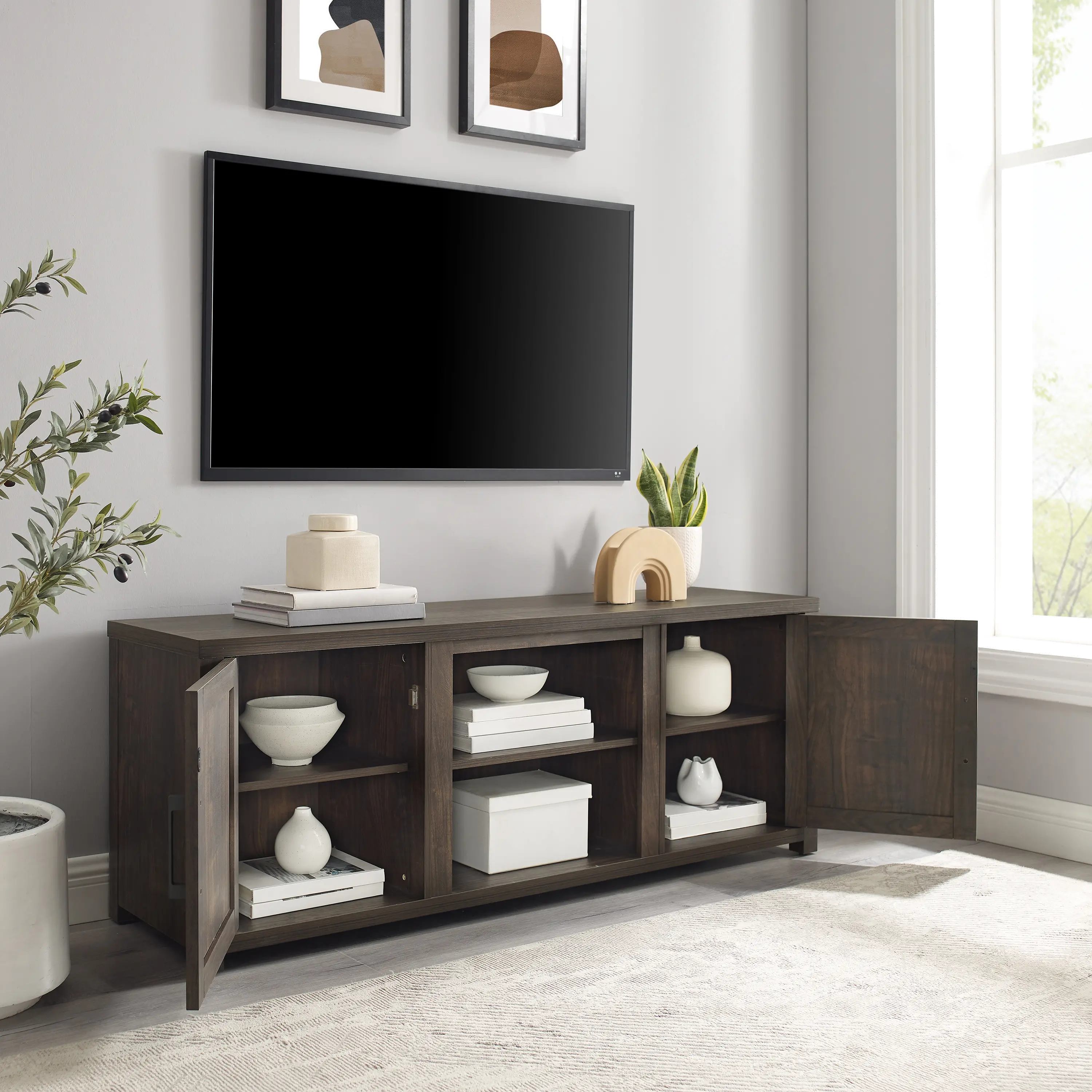 CF101358-DW Gordon 58  Walnut Brown TV Stand-3