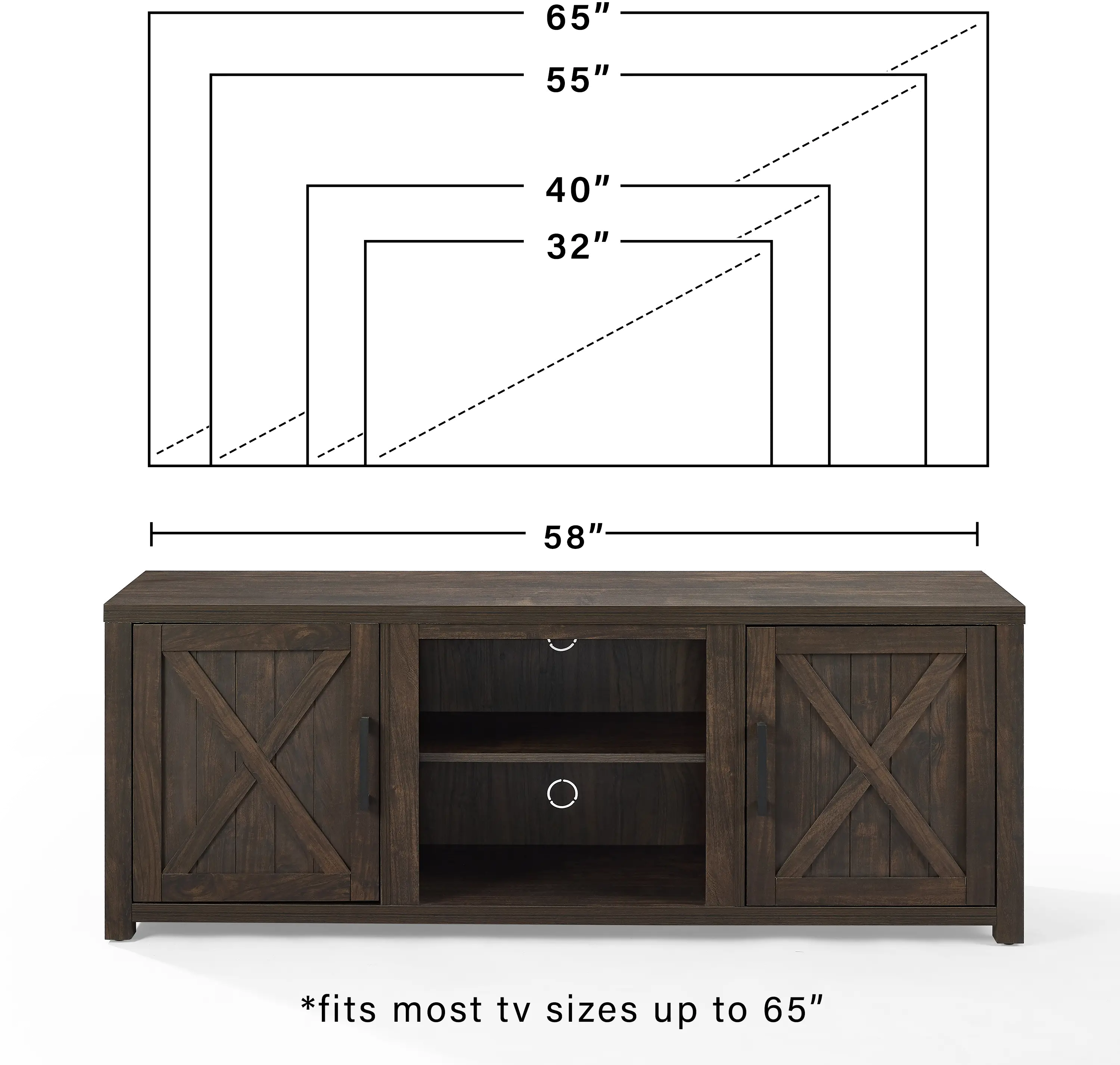 CF101358-DW Gordon 58  Walnut Brown TV Stand-8