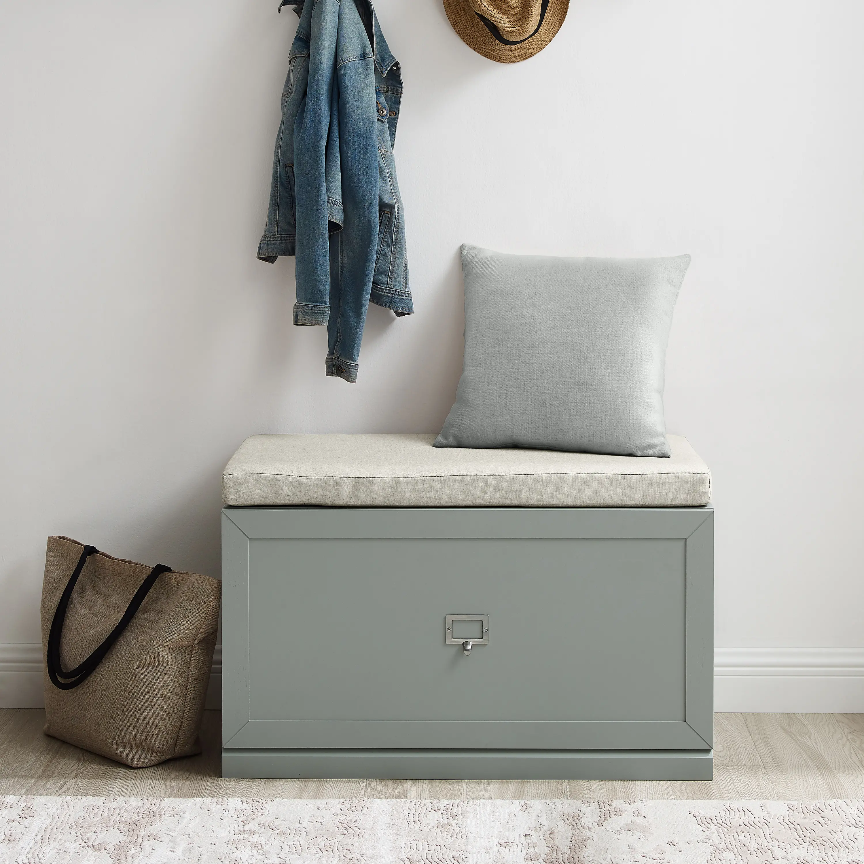CF6027-GY Harper Gray and Tan Entryway Storage Bench-2