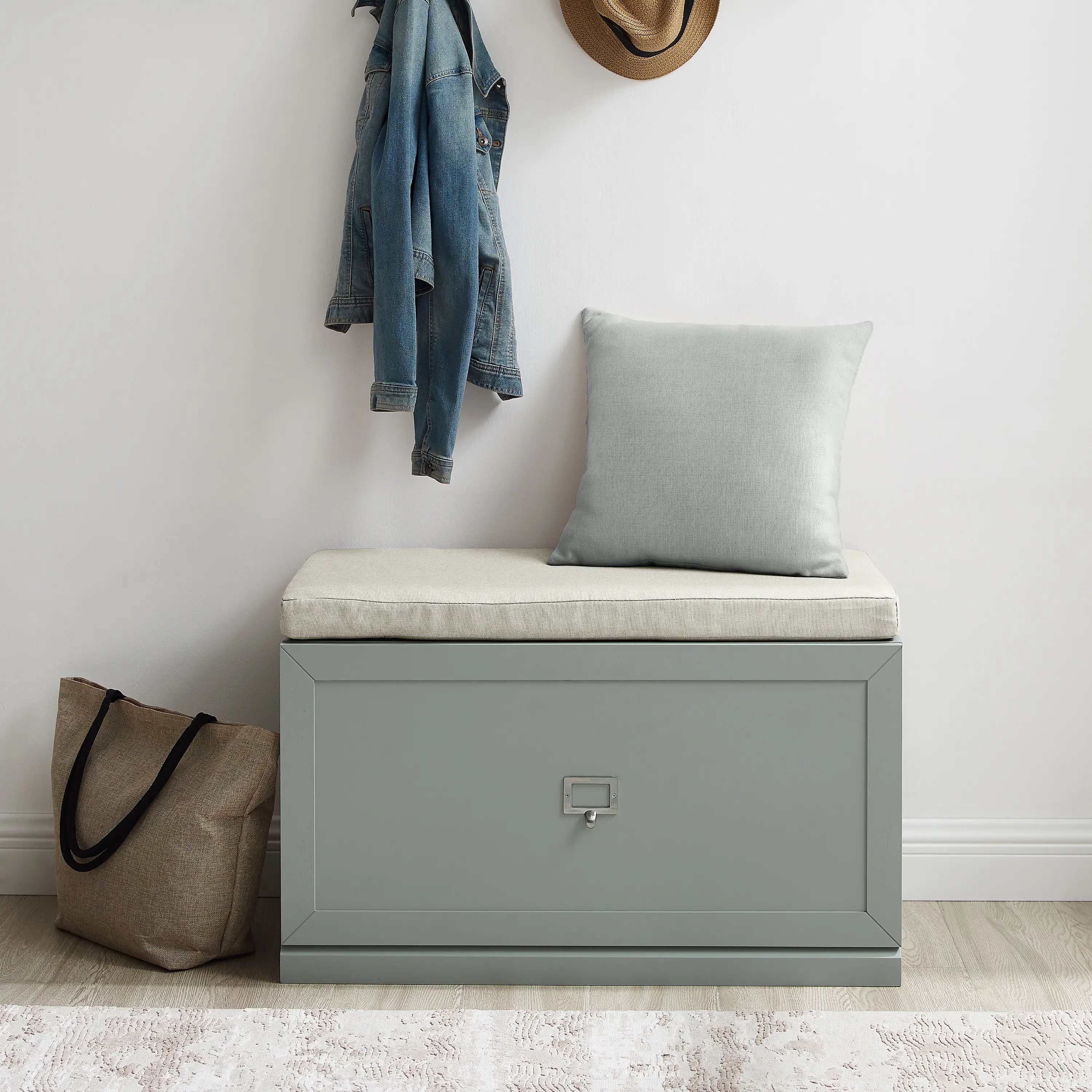 CF6027-GY Harper Gray and Tan Entryway Storage Bench-4