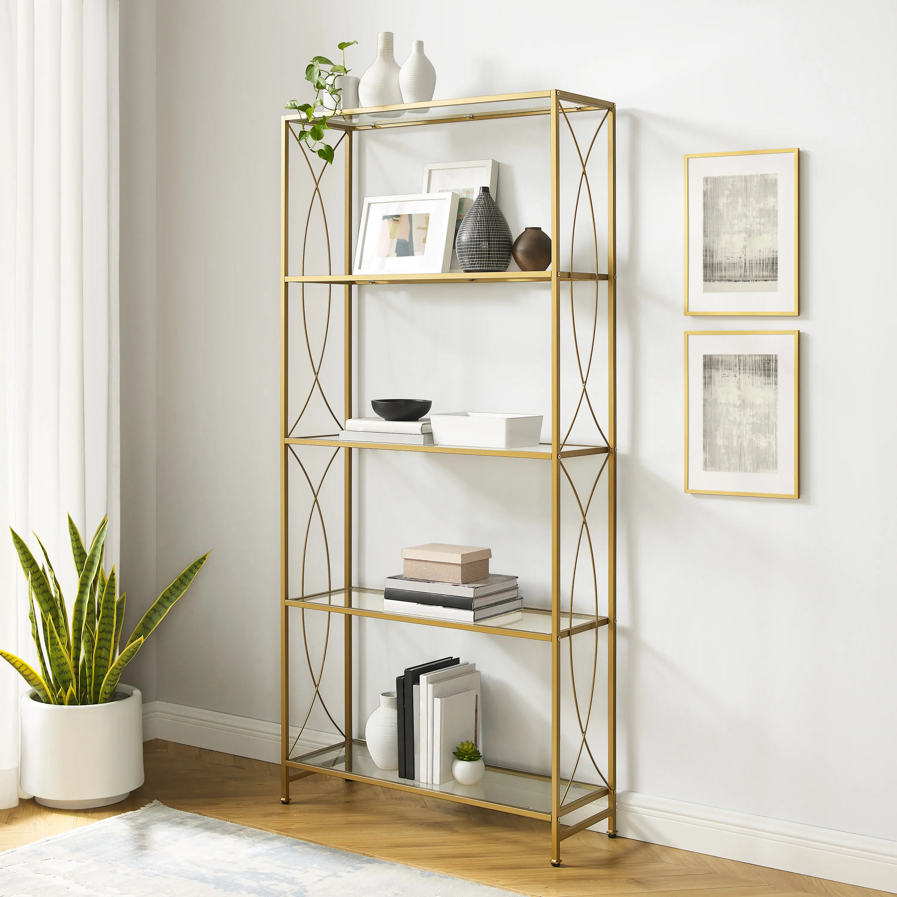 CF1410-GL Helena Elegant Gold Bookshelf-2