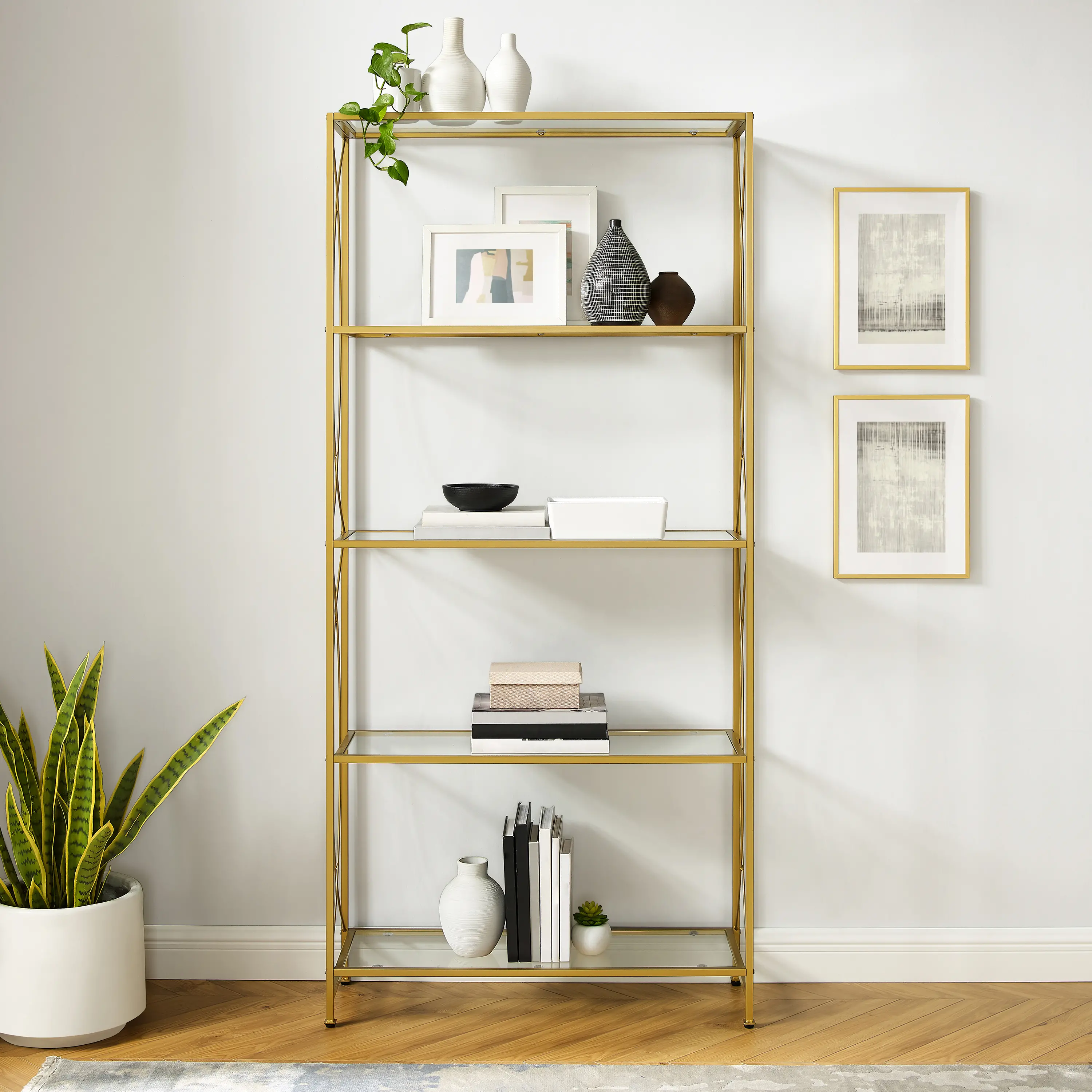 CF1410-GL Helena Elegant Gold Bookshelf-3
