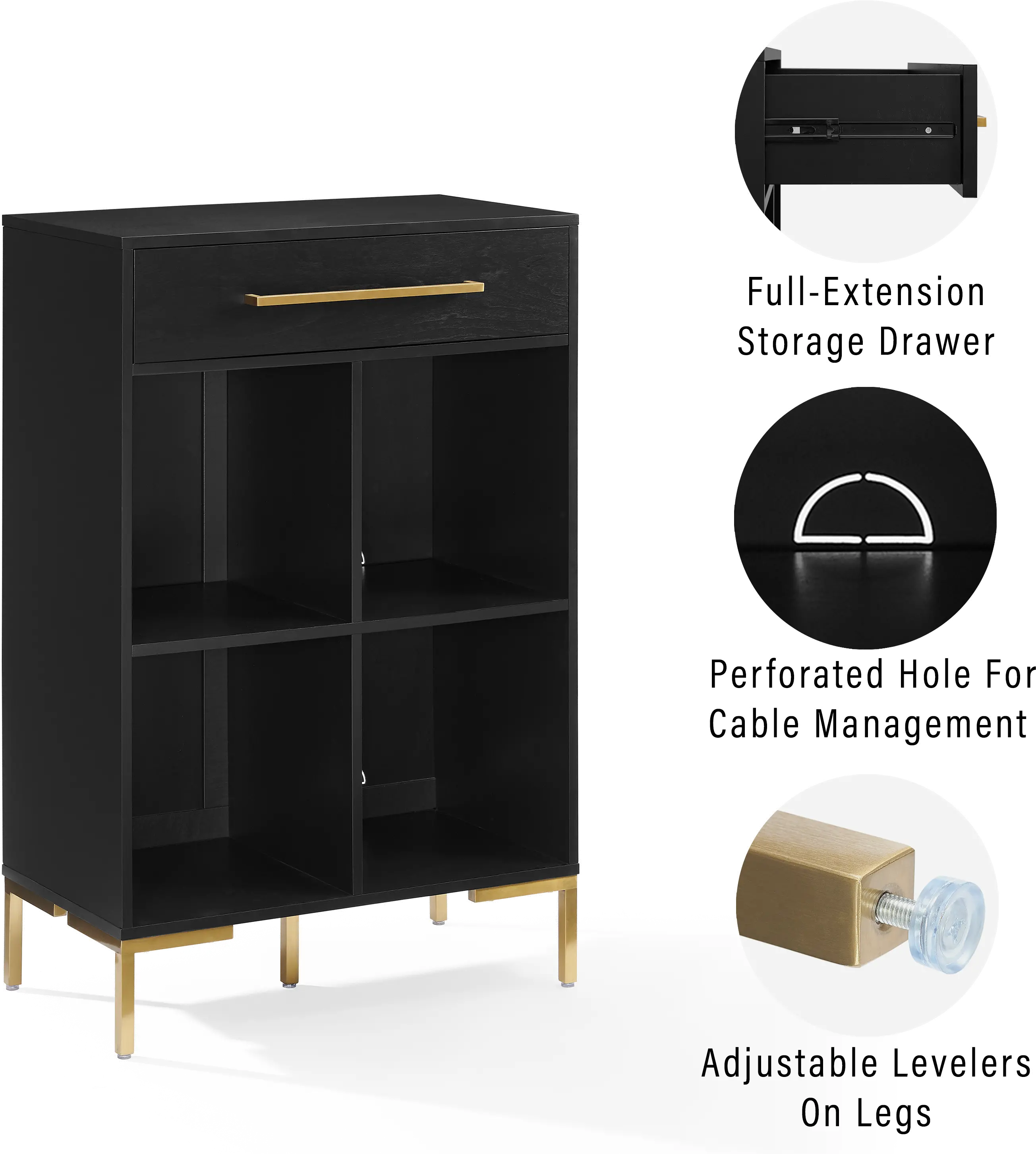 CF1325-BK Juno Black Storage Cube Bookcase-5