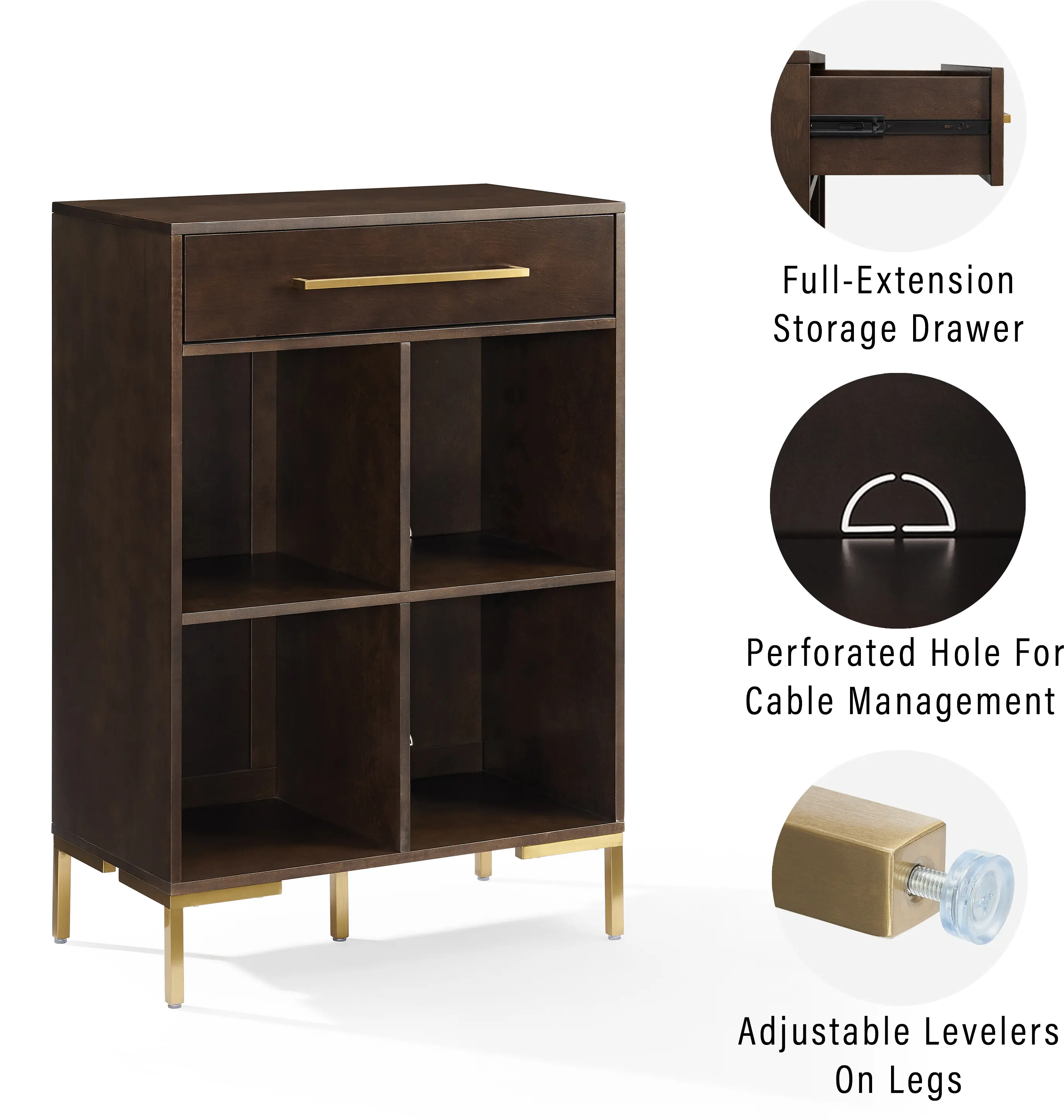 CF1325-BR Juno Brown Storage Cube Bookcase-4